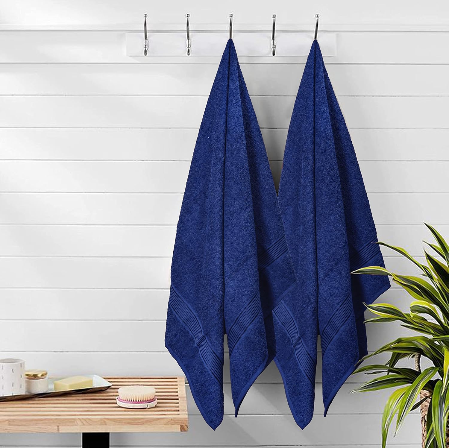 Belizzi Home Juego de 2 toallas de baño de algodón de gran tamaño de 28 x 55 pulgadas, toallas de baño grandes, ultra absorbentes, compactas, de