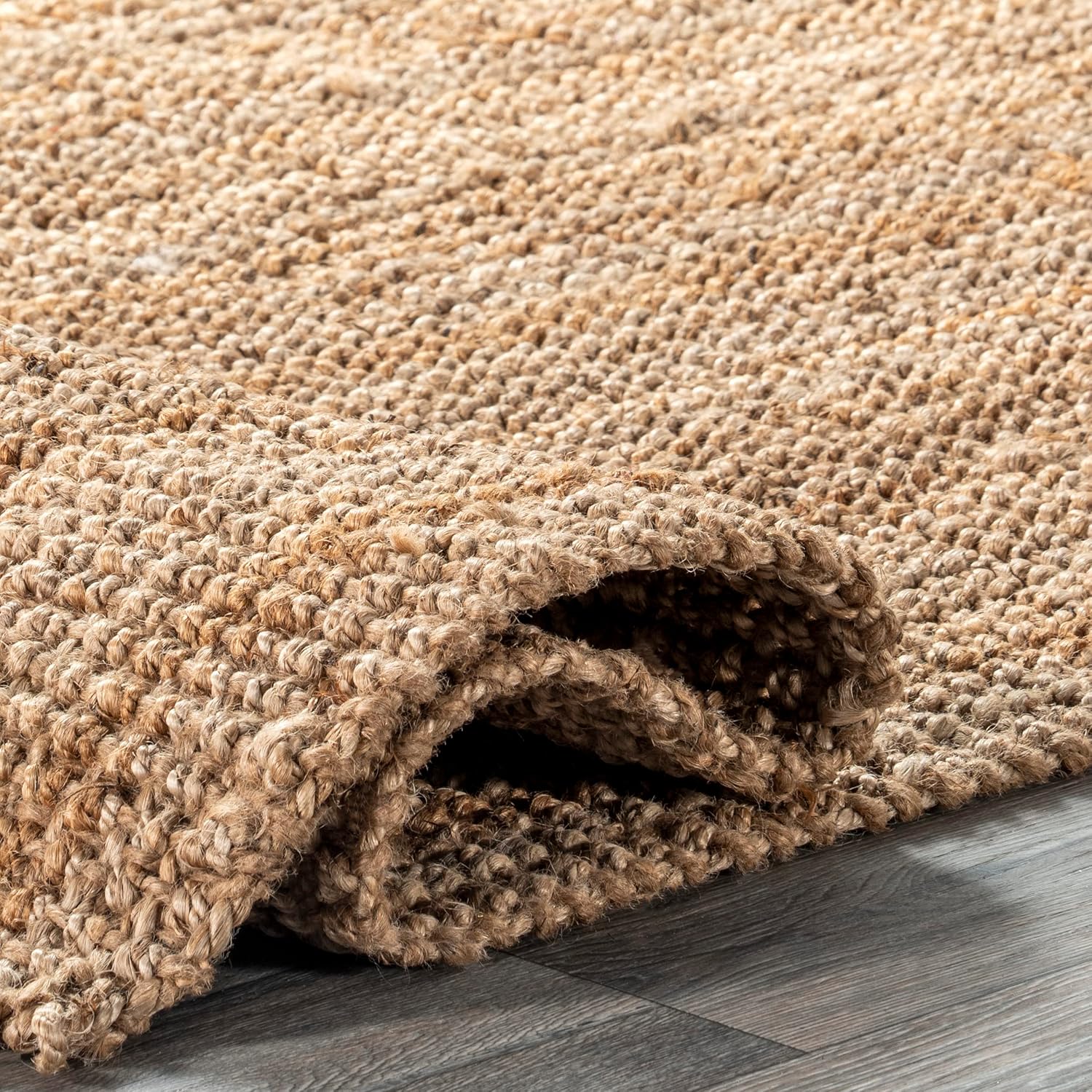 nuLOOM Ashli – Alfombra sólida de yute estilo casa de campo, 2 pies 6 pulgadas x 8 pies, color natural