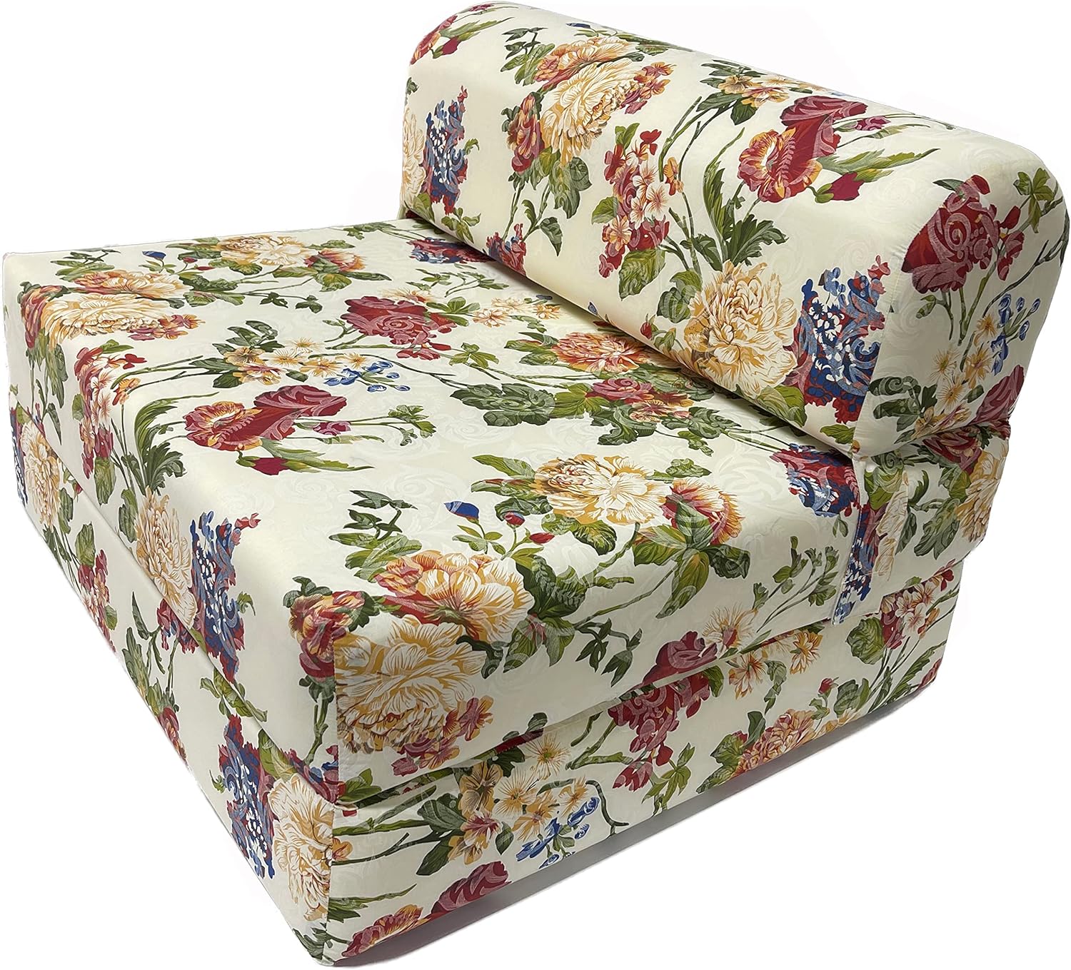 D&D Futon Furniture Cama plegable de espuma, sofá cama portátil de estudio para invitados (rosas grandes, 70 x 32 x 6)