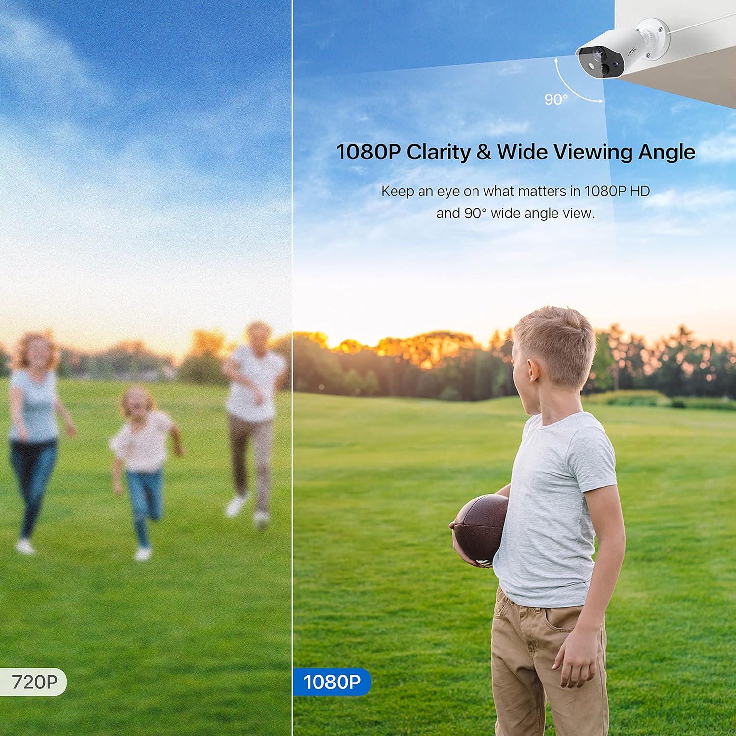 ZOSI Cámara de seguridad 1080P HD-TVI con audio, 2MP 1920TVL cámara de vigilancia para interiores y exteriores, visión nocturna, detección de