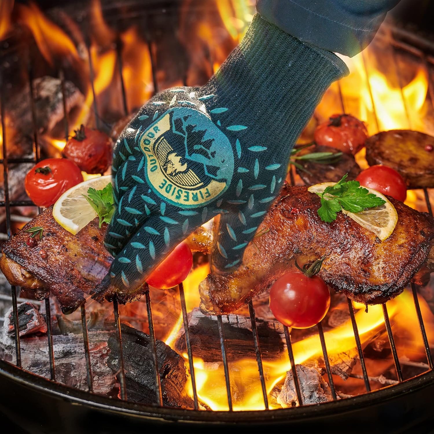 Campfire Defender Protect Preserve Guantes Fireside resistentes al calor  Resistente al fuego hasta 932 F  Ideal para barbacoa o cocina (par