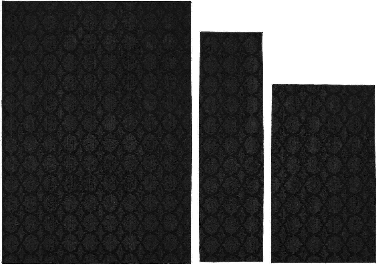 Garland Rug Sparta – Juego de 3 alfombras (5 x 7 pies, 3 x 4 pies, 24 x 60 pulgadas), color negro