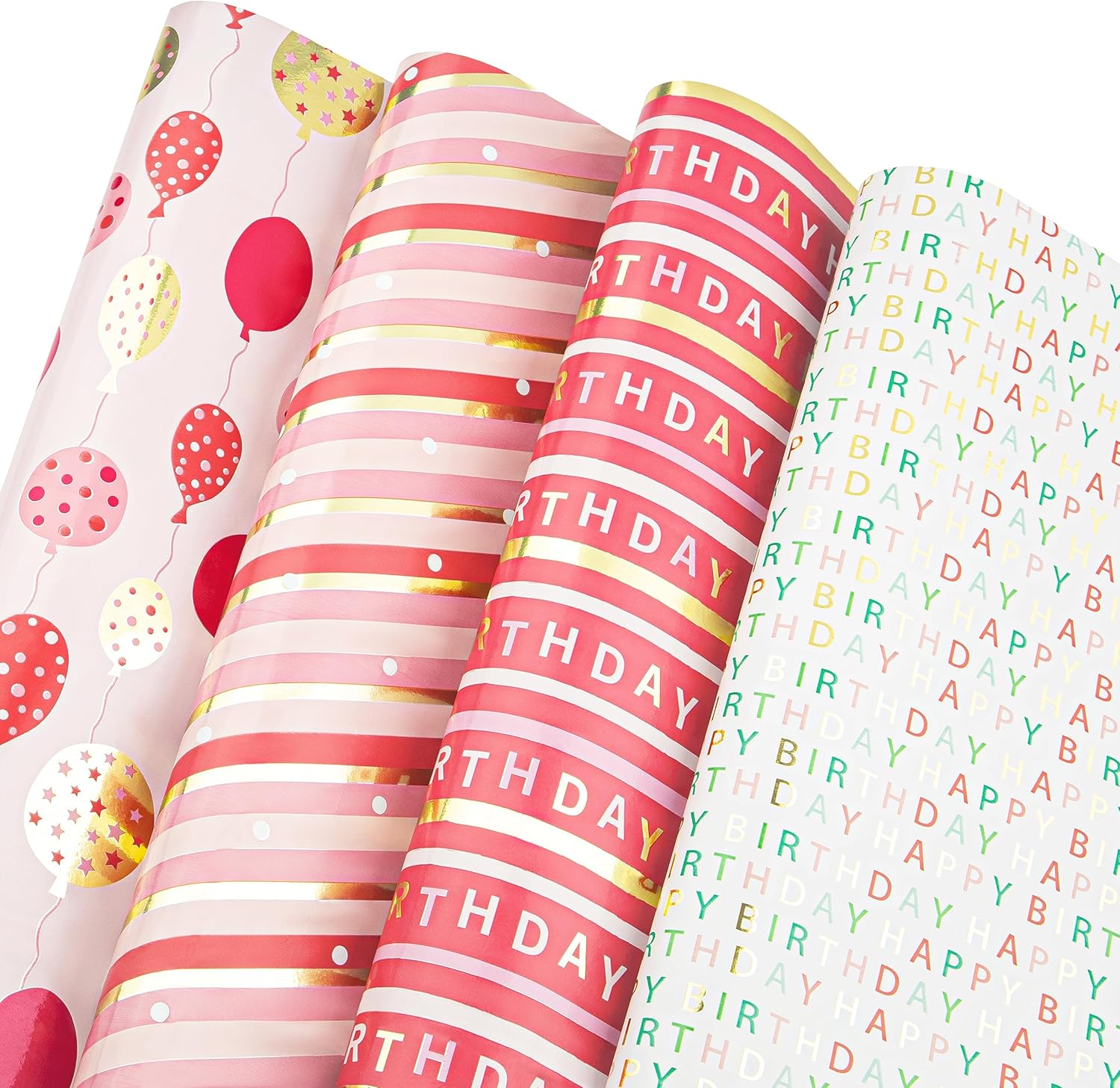 Plum Designs Hojas de papel de regalo – Papel de regalo de feliz cumpleaños para niña, divertido papel de regalo para cumpleaños niña, 14 hojas de