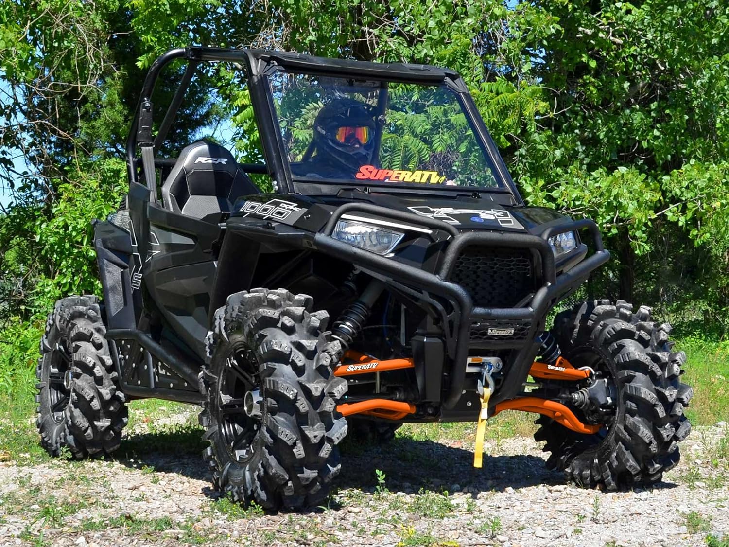 SuperATV Brazos A de desplazamiento arqueados de alta resistencia de 1.5 pulgadas para Polaris RZR S 10002019-2020 S4 1000 2017-2020 – Naranja
