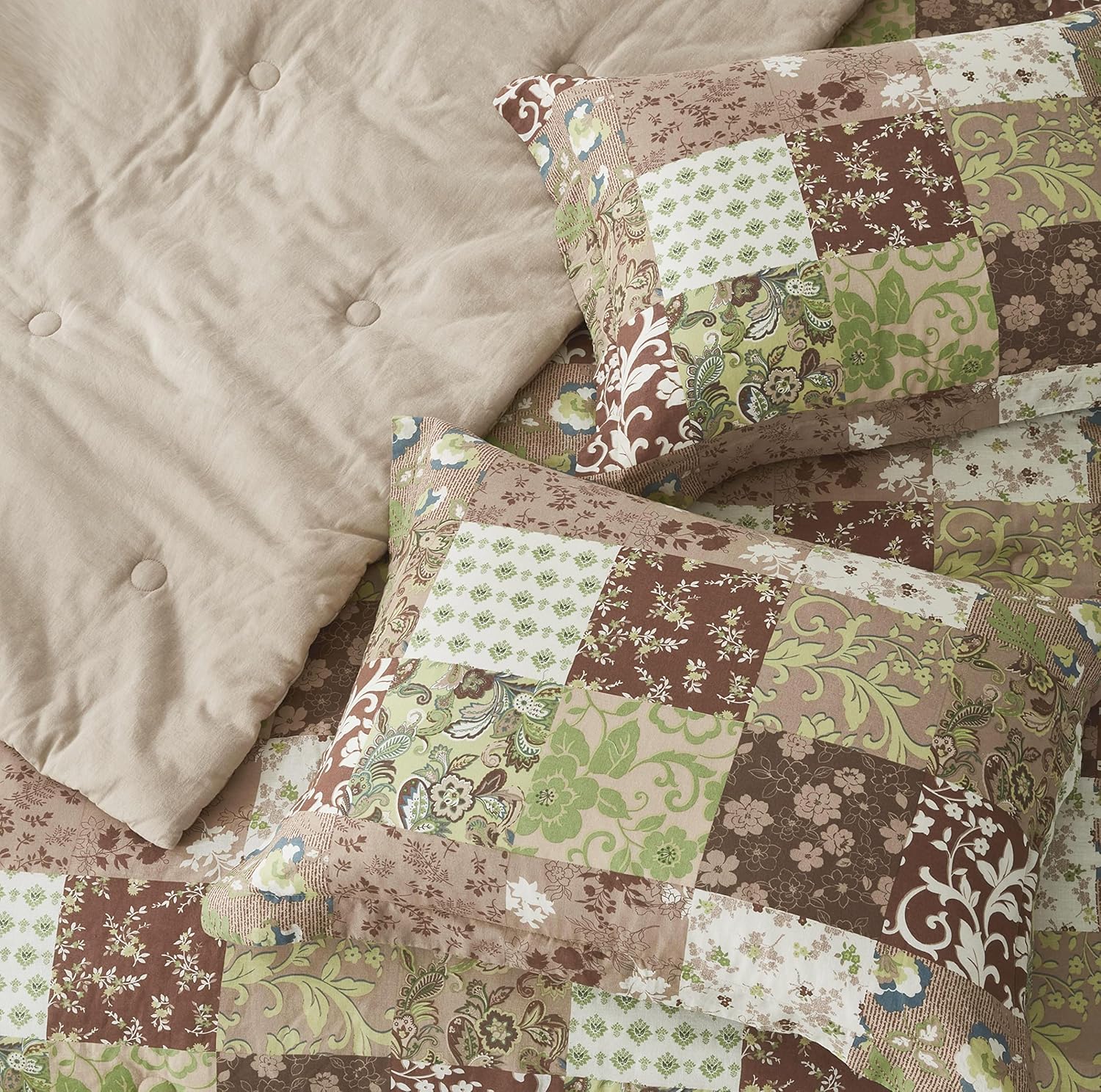 Chezmoi Collection Leilani – Juego de edredón de algodón lavado bohemio de 2 piezas, tamaño individual, juego de ropa de cama bohemio marrón, gris