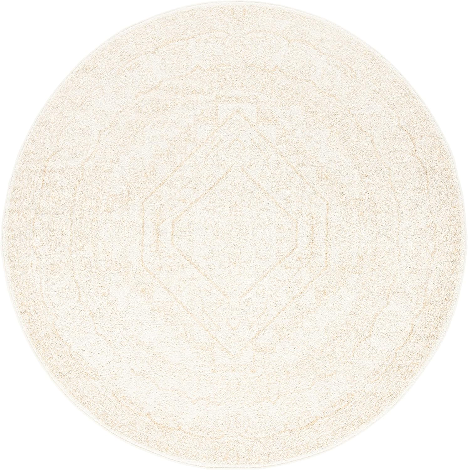 Safavieh – Colección Adirondack, 6 pies x 6 pies, redonda, color marfilbeige, ADR108E, Medallón Oriental – alfombra de área para sala, comedor,