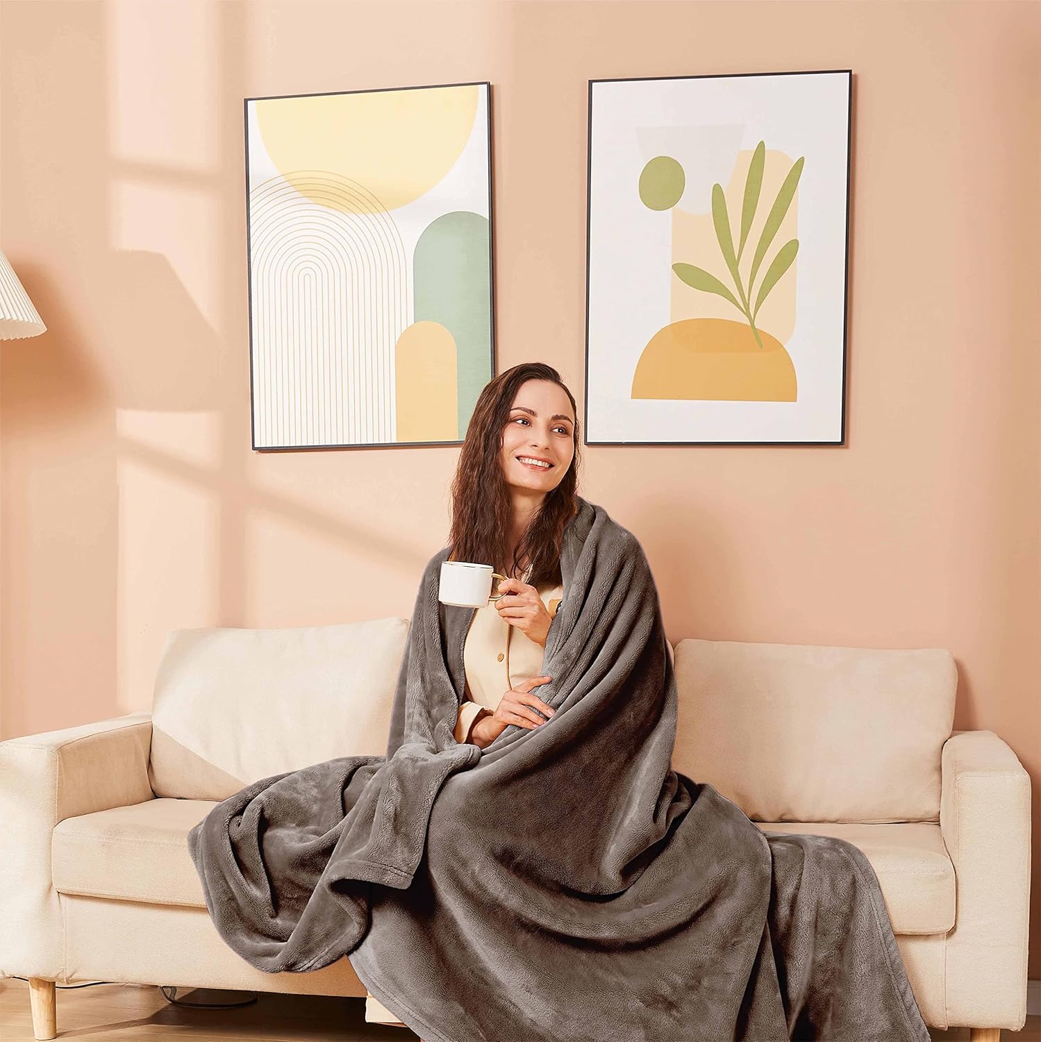 Manta de franela de felpa, acogedora, cálida y cómoda, suave manta de vellón para otoño, para sofá, silla, cama, campamento, viajes, tamaño King