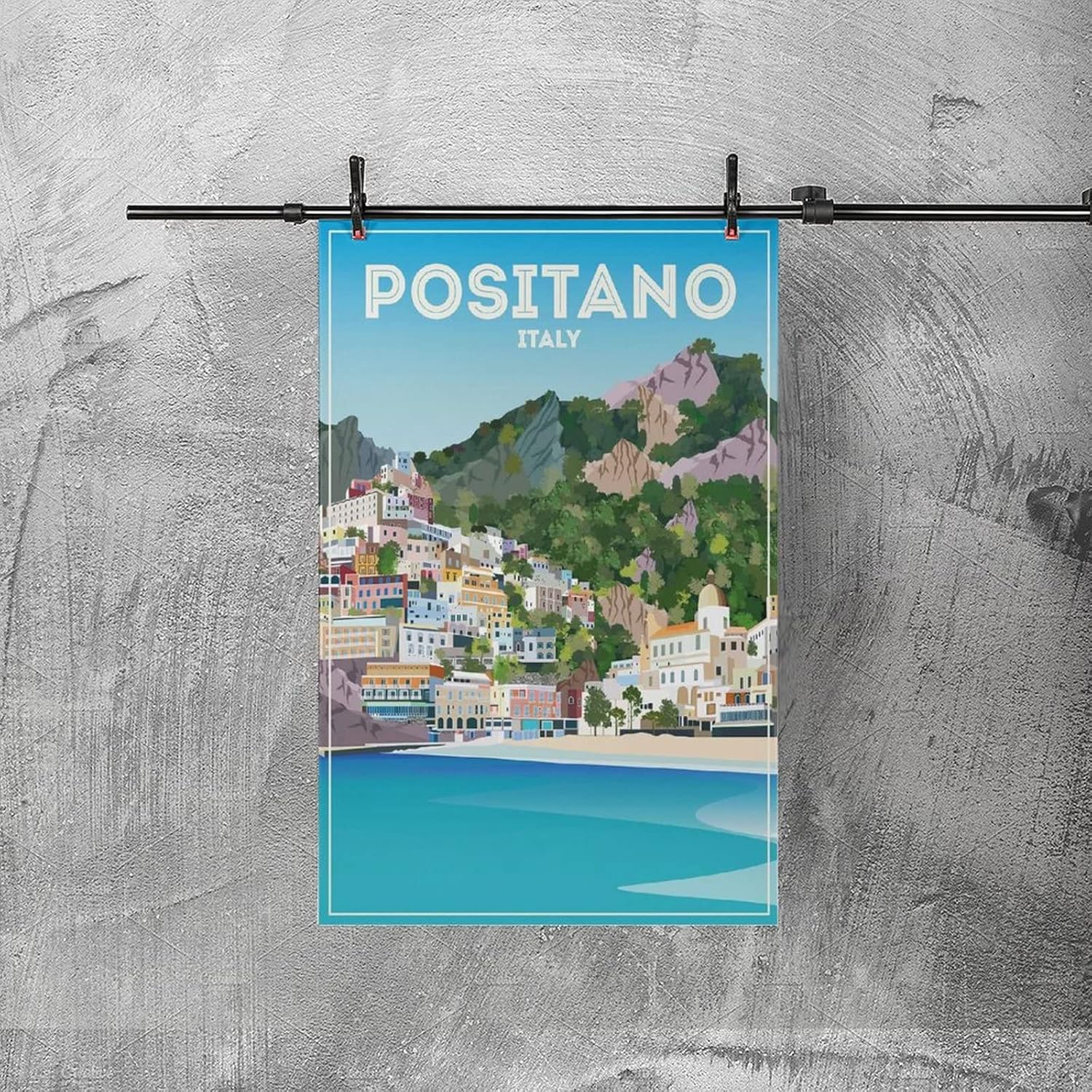 Positano – Póster de viaje vintage con diseño de edificio de Italia, pósteres decorativos de 12 x 18 pulgadas (11.8 x 17.7 in)