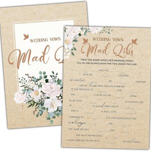 Juegos de papel kraft para despedida de soltera, 30 tarjetas de juego para bodas, decoración de suministros florales rústicos para despedida de Juegos de papel kraft para despedida de soltera, 30 tarjetas de juego para bodas, decoración de suministros florales rústicos para despedida de