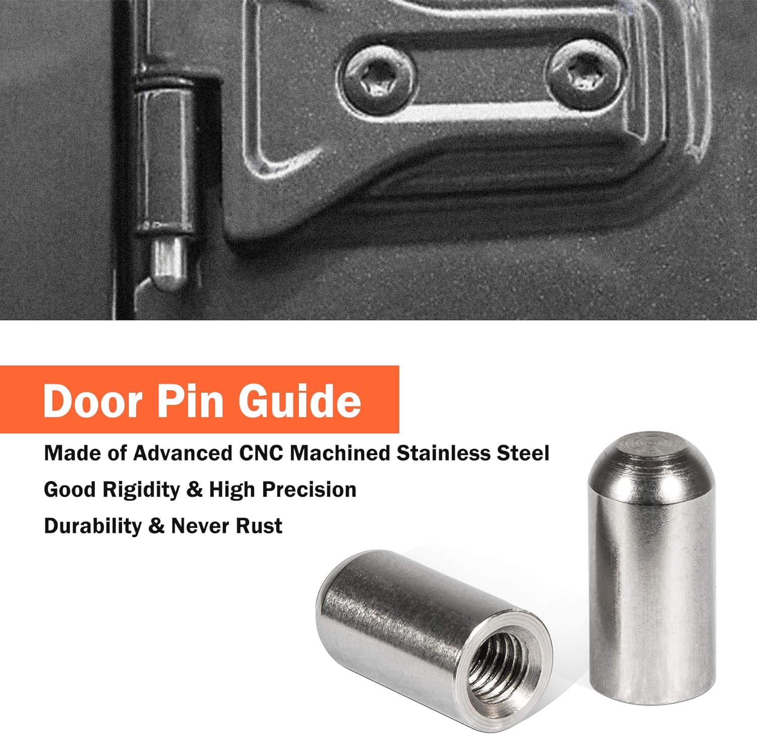 Guías de pasadores de puerta, forros de bisagra de puerta y herramienta de extracción de bujes de puerta compatible con Jeep Wrangler JK JKU JL JLU