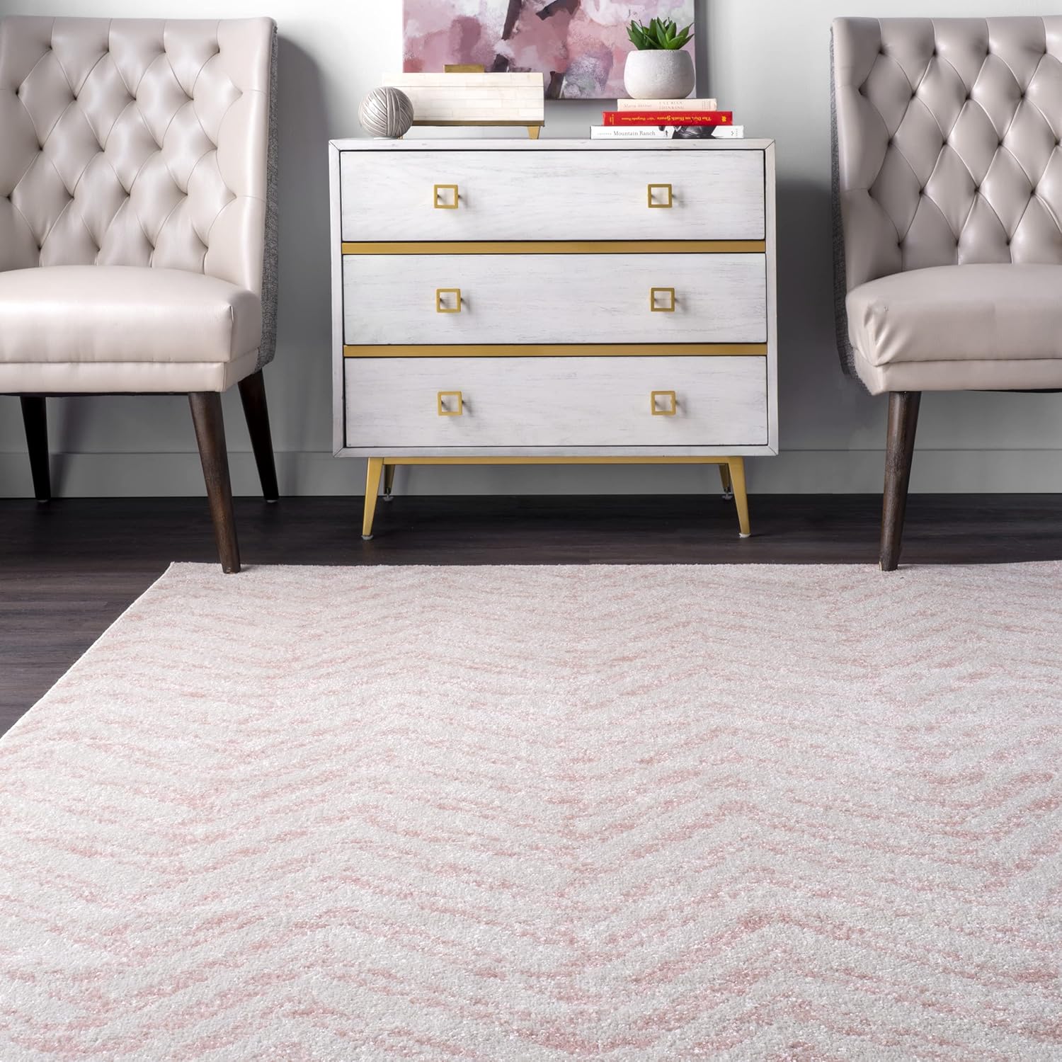 nuLOOM Rosanne – Tapete geométrico, 6 pies 7 pulgadas x 9 pies, rosa