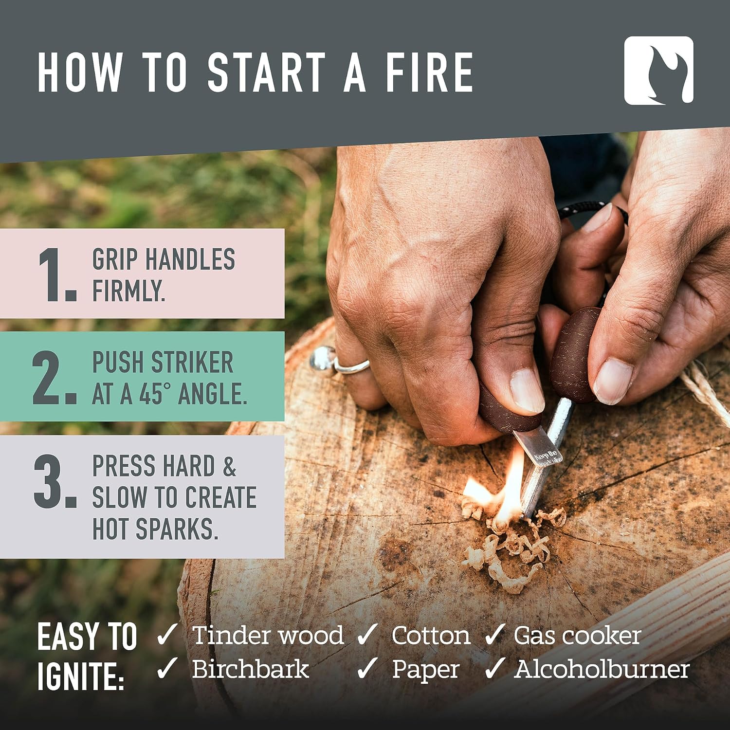 Light My Fire Flint Fire Starter Ferro Rod Herramienta de supervivencia Ejército – Equipo de bushcraft de acero al fuego – Kit de inicio de fuego de