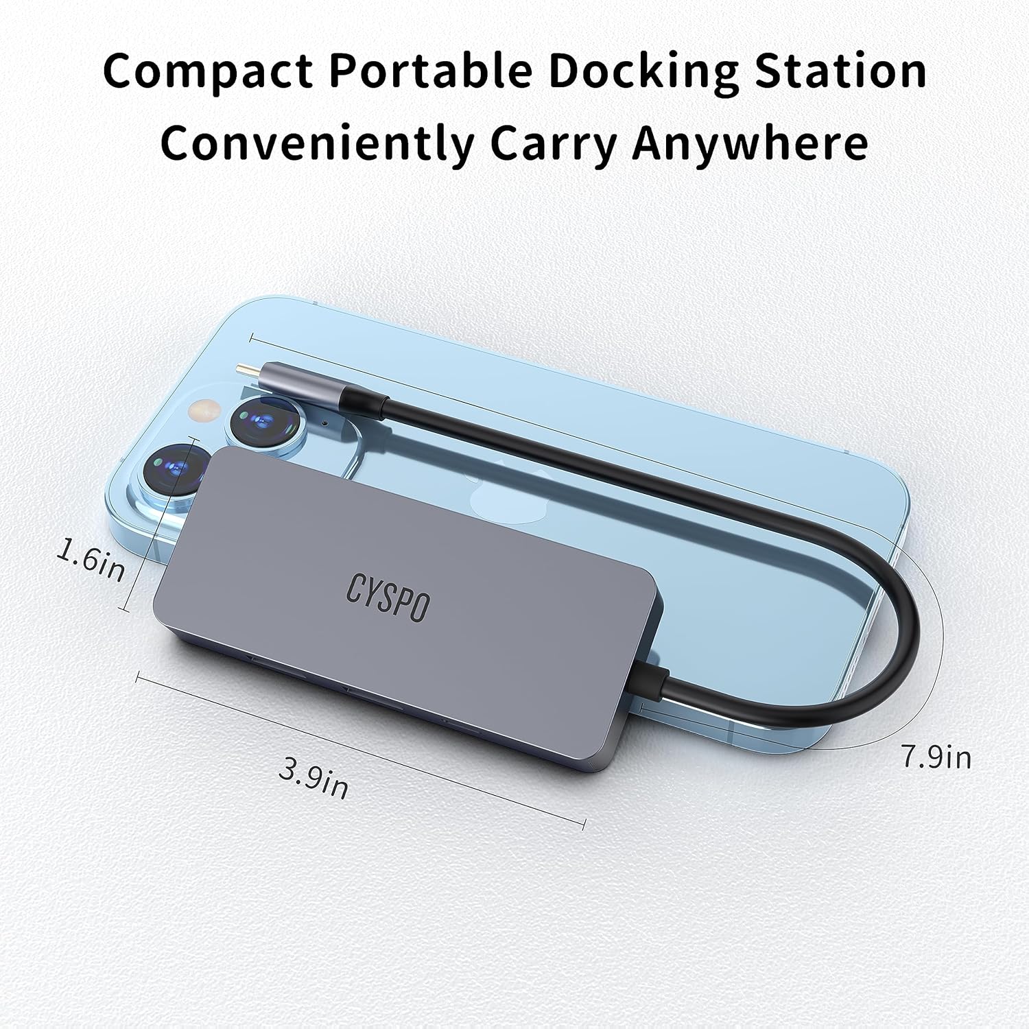 Mini concentrador USB C, estación de acoplamiento para portátil USB C de viaje, base USB C 7 en 1 con HDMI 4K, 2 USB 3.0, 100 W PD, USB-C 3.0,