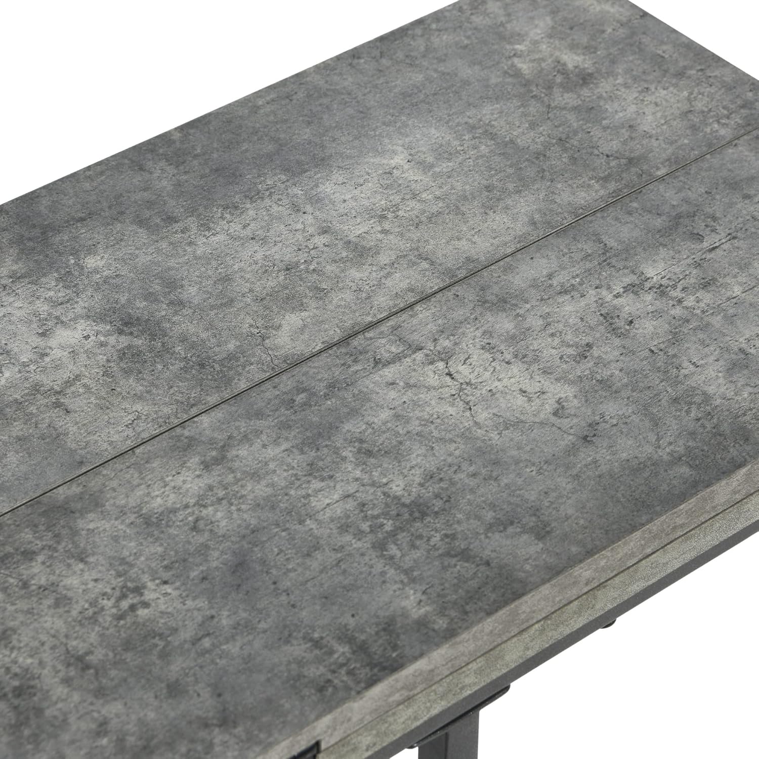 Household Essentials Jamestown – Mesa auxiliar extensible en forma de C para accesibilidad, hormigón de pizarra rústica y metal negro, 19 pulgadas
