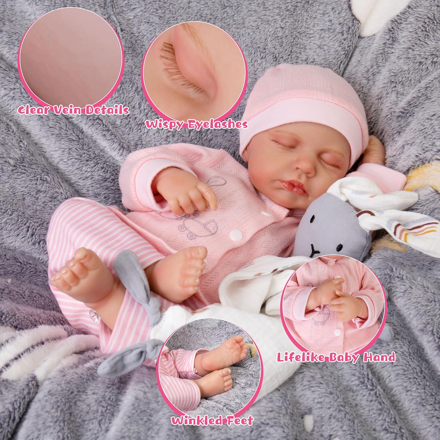 Milidool Muñecas de bebé Reborn realistas de 20 pulgadas, cuerpo suave, muñeca de bebé de silicona realista, muñecas de bebé recién nacidas, muñecas