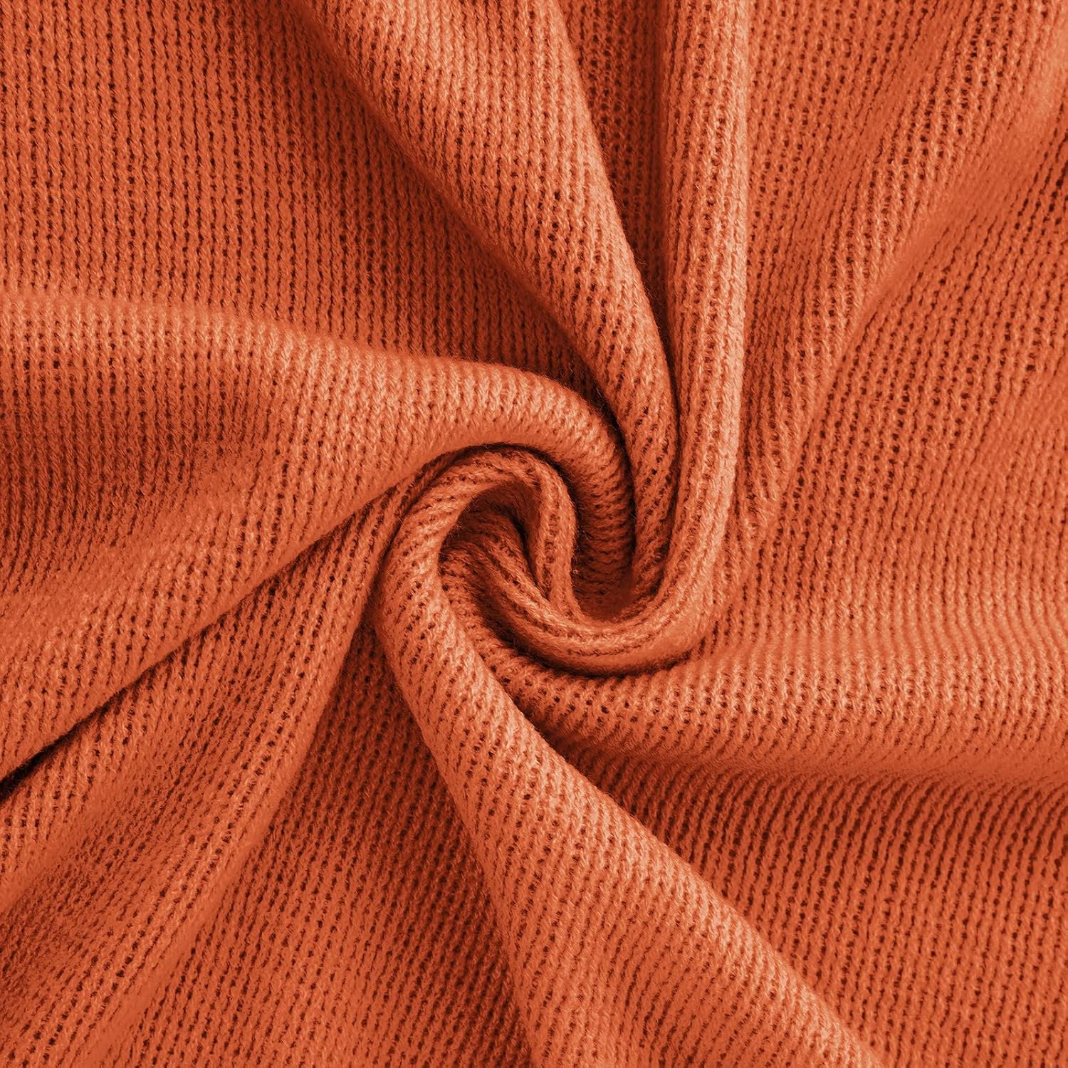 Vonty Manta de punto naranja óxido con borlas y flecos, 50 x 60 pulgadas, manta de punto súper suave, manta ligera decorativa de granja para sofá,