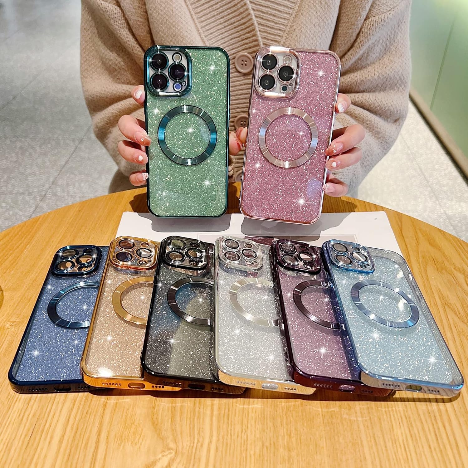 Eiyikof Funda magnética compatible con iPhone 13 Pro de 6.1 pulgadas compatible con MagSafe con protector de lente de cámara, bonita funda