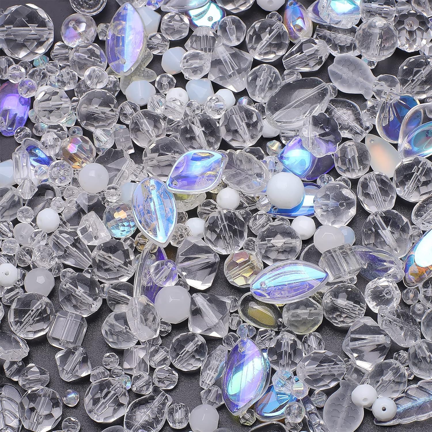 Cuentas de cristal de 1.3 libras para la fabricación de joyas, más de 3000 piezas Rondelle Light Surtido de cuentas perforadas a granel para hacer