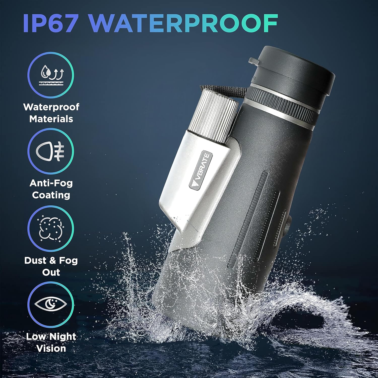 Telescopio monocular HD 12×56 monocular para adultos  Telescopio de bolsillo de largo alcance de alta potencia con adaptador para teléfono