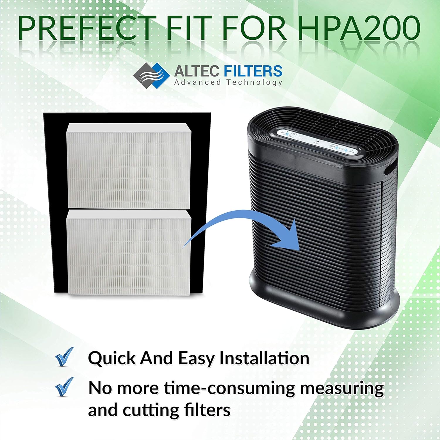 HPA200 – Filtros de repuesto HEPA de alta calidad compatibles con purificador de aire Honeywell, 2 filtros HEPA más 4 prefiltros de carbón activado