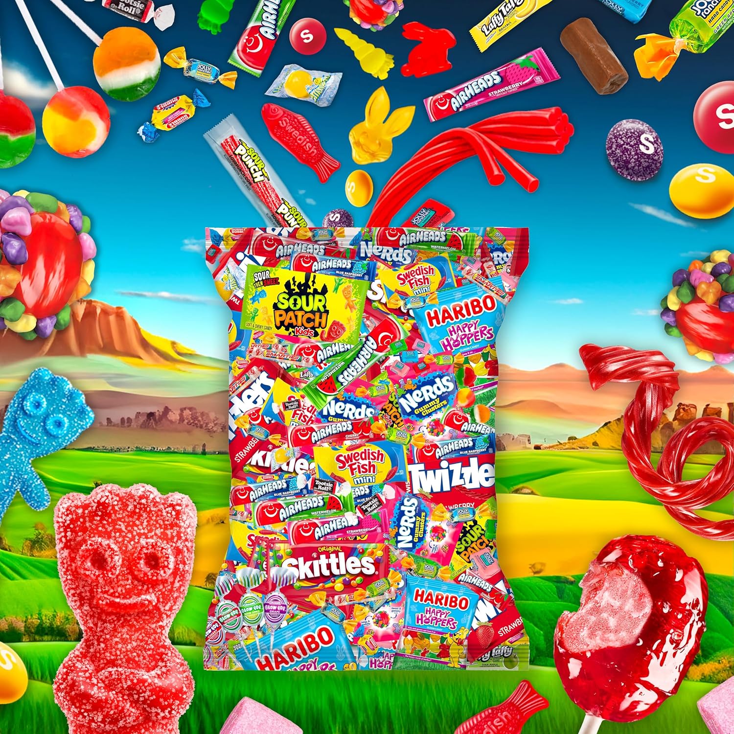Paquete variado de caramelos a granel  Caramelos de 6 libras  Caramelos a granel envueltos individualmente, Sour Patch Kid, paletas, salvavidas,