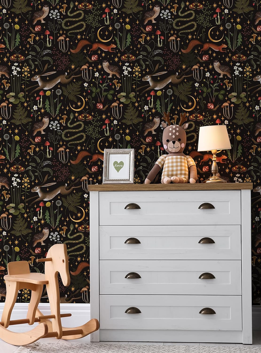 Papel pintado por encima de wainscott – Fondo oscuro Bosque Encantado Cuento de hadas – Hoja individual – 2 x 9 pies