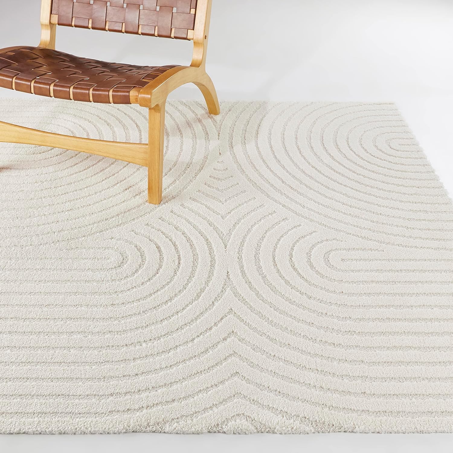 Balta Rugs Caserio – Alfombra geométrica moderna, color crema, 5 pies 3 pulgadas x 7 pies