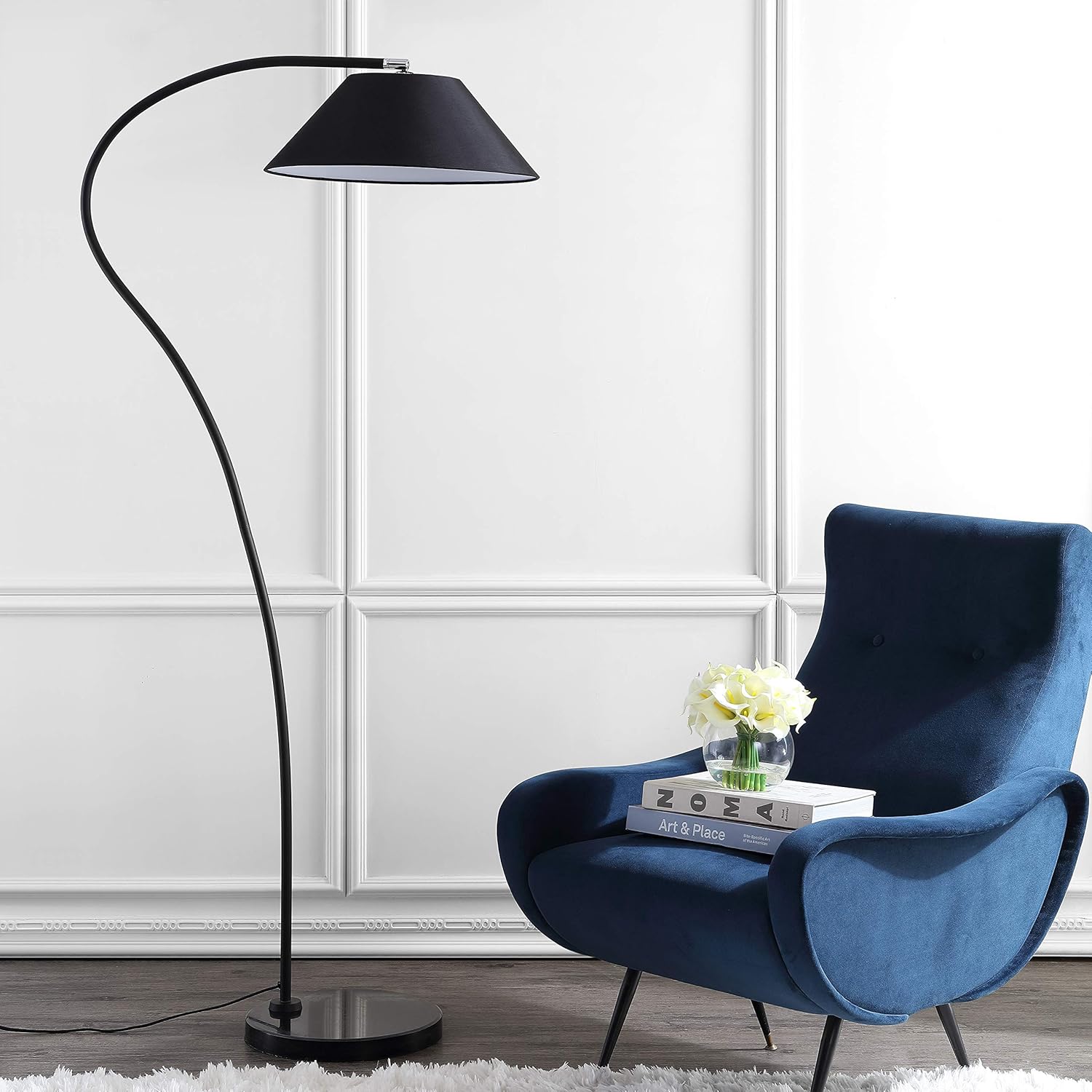 SAFAVIEH Lighting Collection Lumi Mid-Century – Lámpara de pie de arco de pie estilo retro escandinavo de 69 pulgadas, para sala de estar,