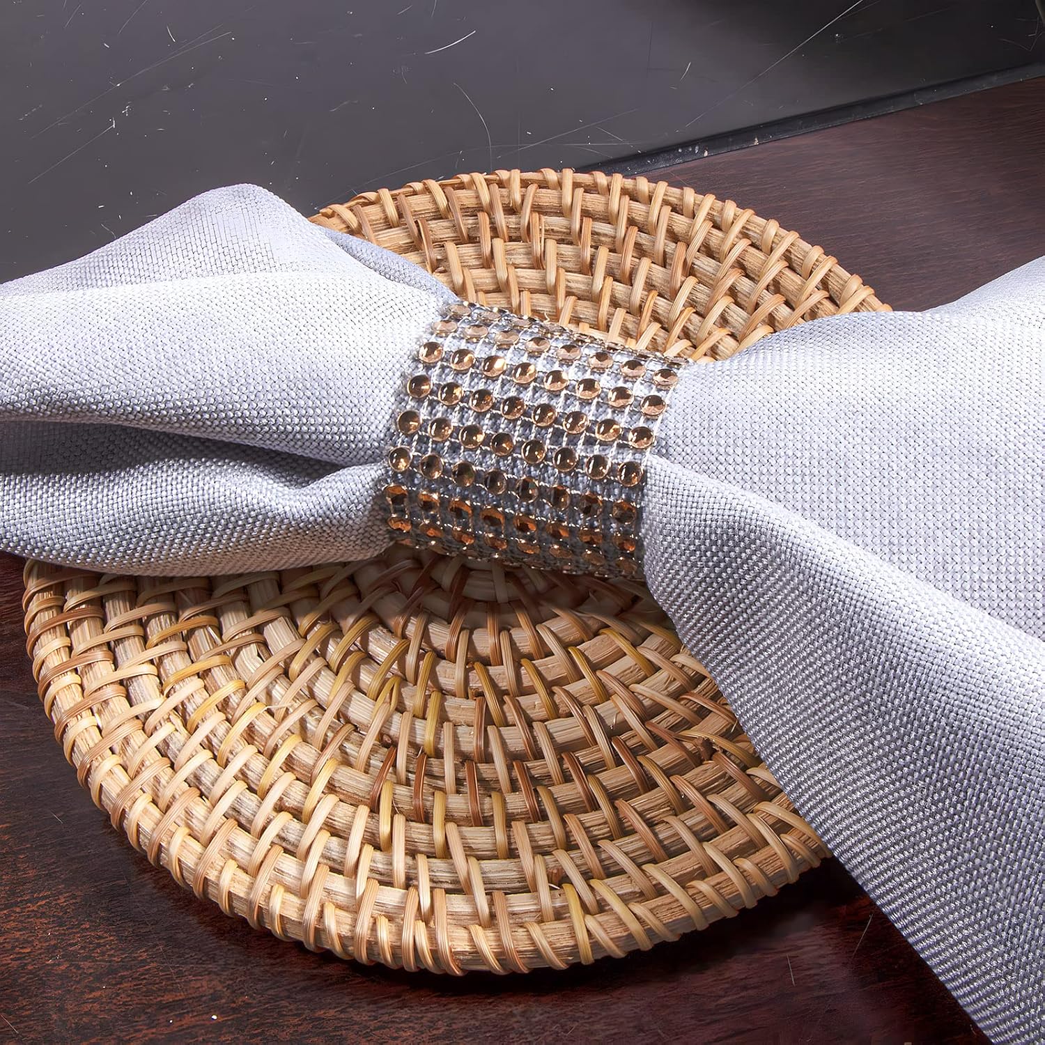 50 servilleteros de café, servilleteros de diamantes de imitación para grandes eventos, decoraciones de mesa, bodas, fiestas, bricolaje