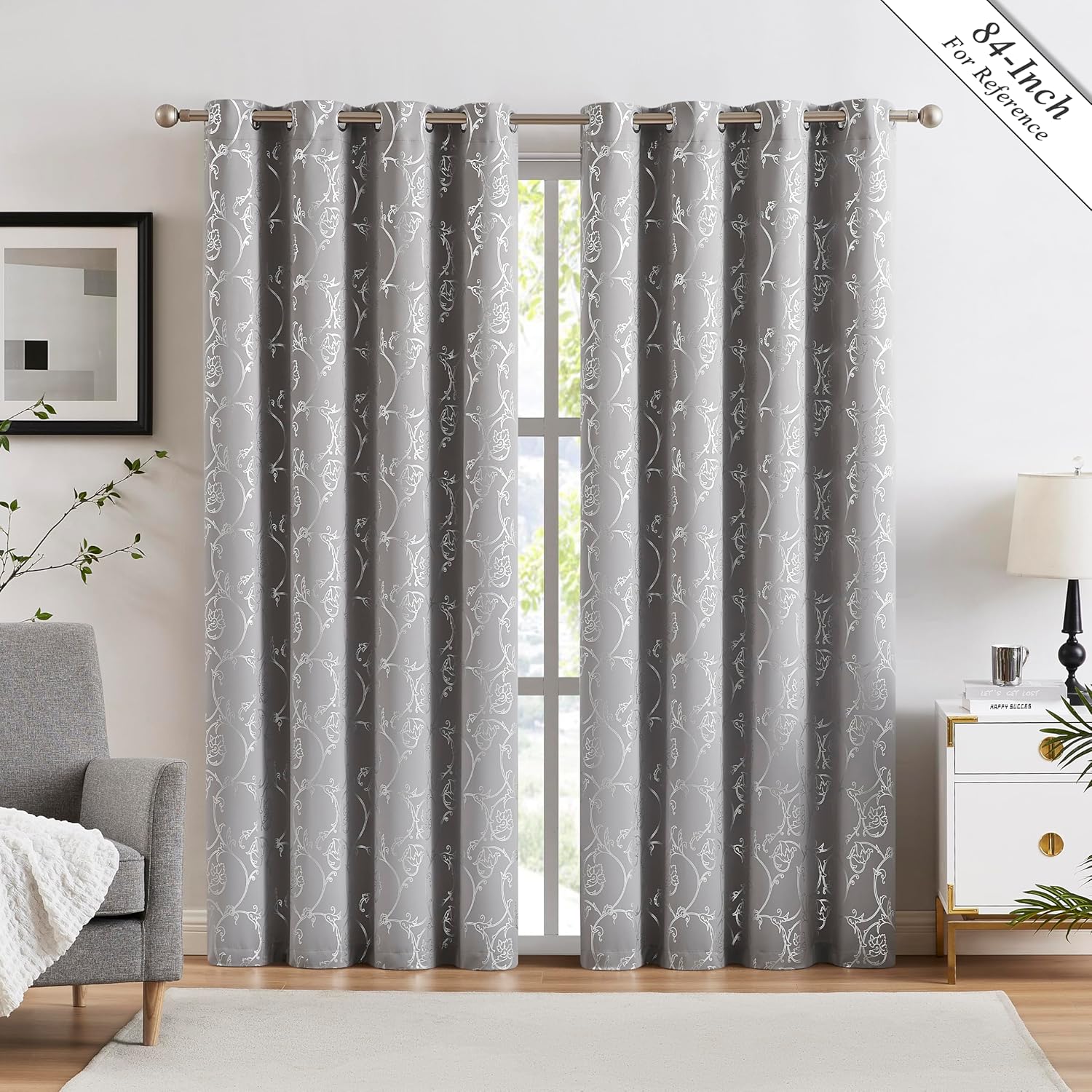 Enactex Cortinas opacas completas de 63 pulgadas de largo para dormitorio, aislamiento térmico, reducción de ruido, con ojales, tratamiento de