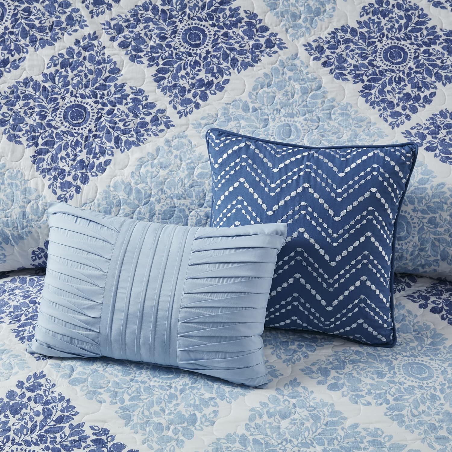 Madison Park Claire – Edredón de diseño moderno para todas las estaciones, juego de cama ligero y transpirable, fundas a juego, almohada decorativa,