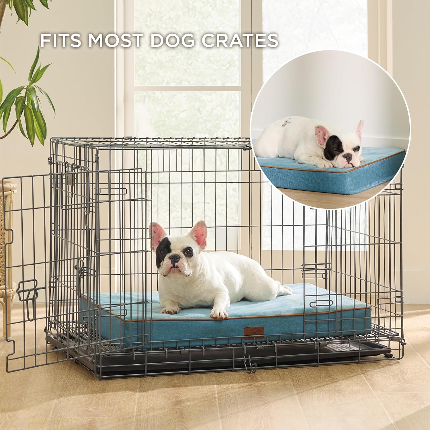 Bedsure Cama ortopédica mediana para perros medianos, almohada impermeable de espuma viscoelástica para perros, con funda extraíble lavable y parte
