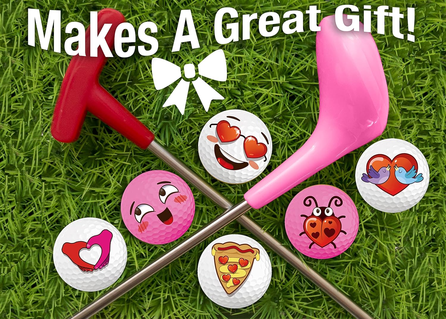 Oji-Moji Juego de pelotas de golf Emoji Love Series, regalo del día de San Valentín, paquete de 12 regalos de golf, regalo de golf para hombres,