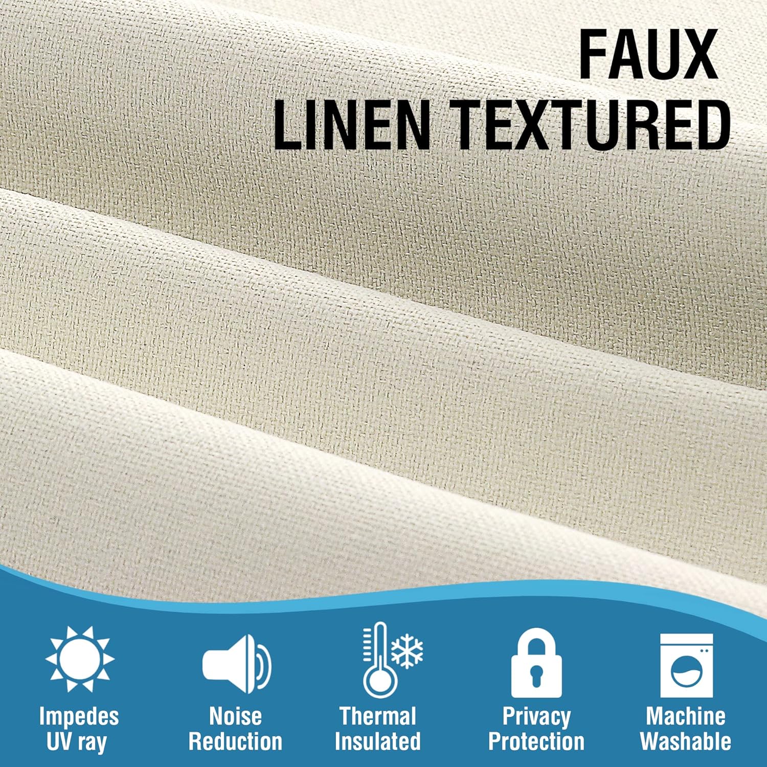 H.VERSAILTEX Cortinas térmicas 100% opacas con aspecto de lino, cortinas térmicas para sala de estar, cortinas de arpillera texturizadas con ojales
