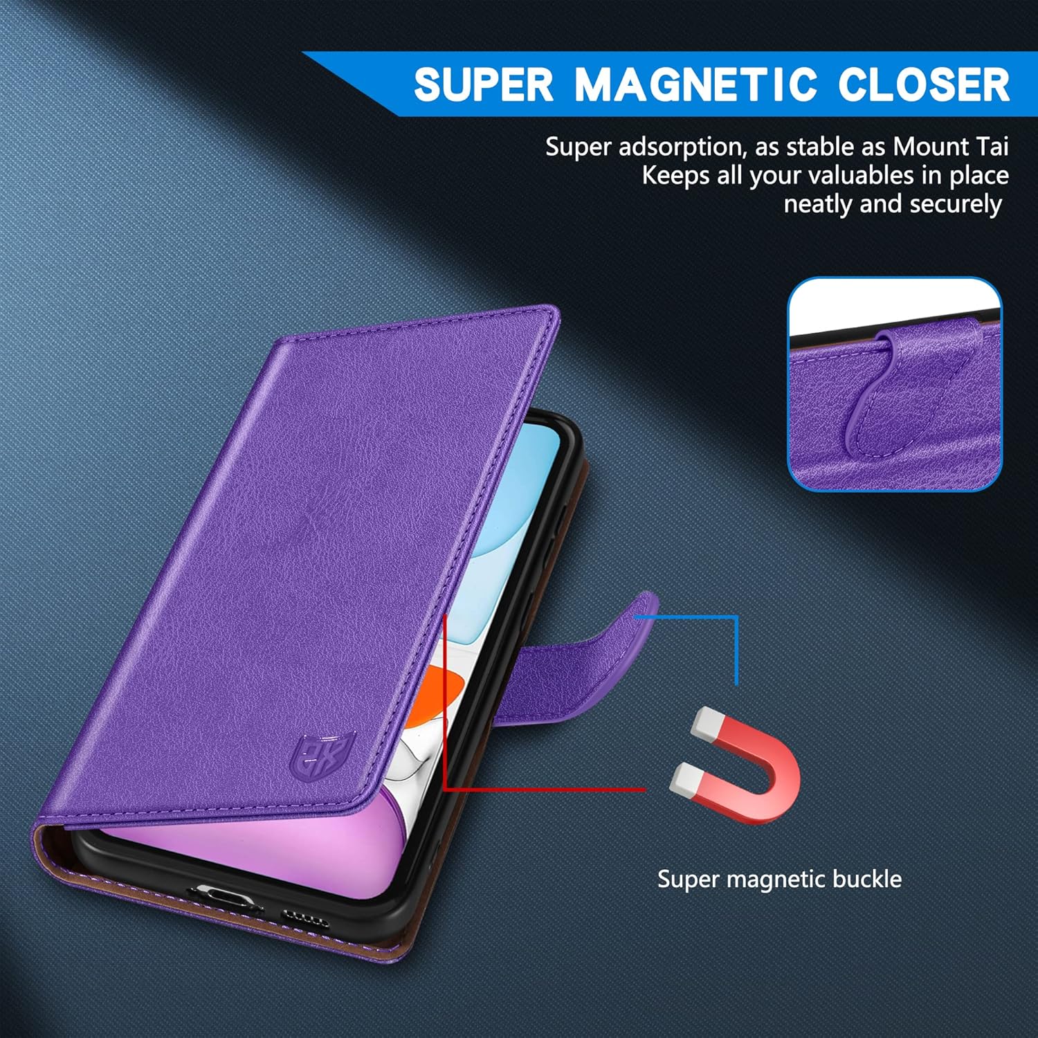 ZZXX Funda tipo cartera para iPhone 11 con bloqueo RFID, ranura para tarjetas, función atril, cierre magnético, funda protectora de cuero para
