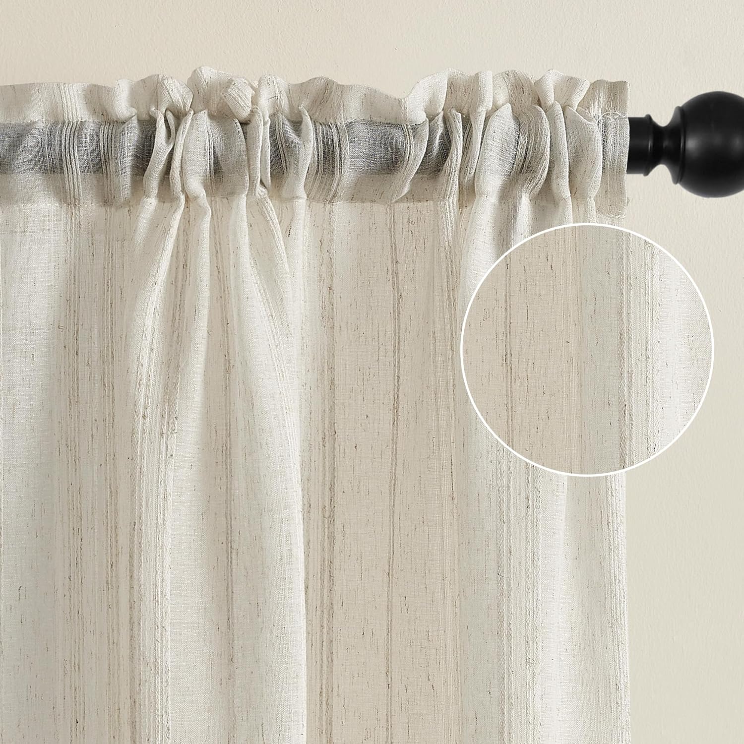 Tony’s collection Cortinas traslúcidas blancas de 54 pulgadas, cortinas de lino para ventanas, juego de 2 paneles de cortinas con bolsillo para