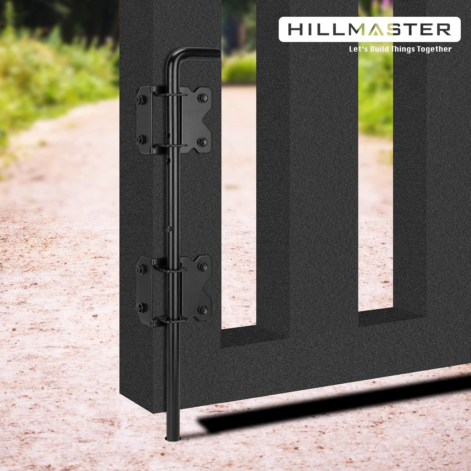 HILLMASTER Barra de caída de 18 pulgadas para valla de madera, pernos de acero para perno de caña para puertas de madera, acabado negro