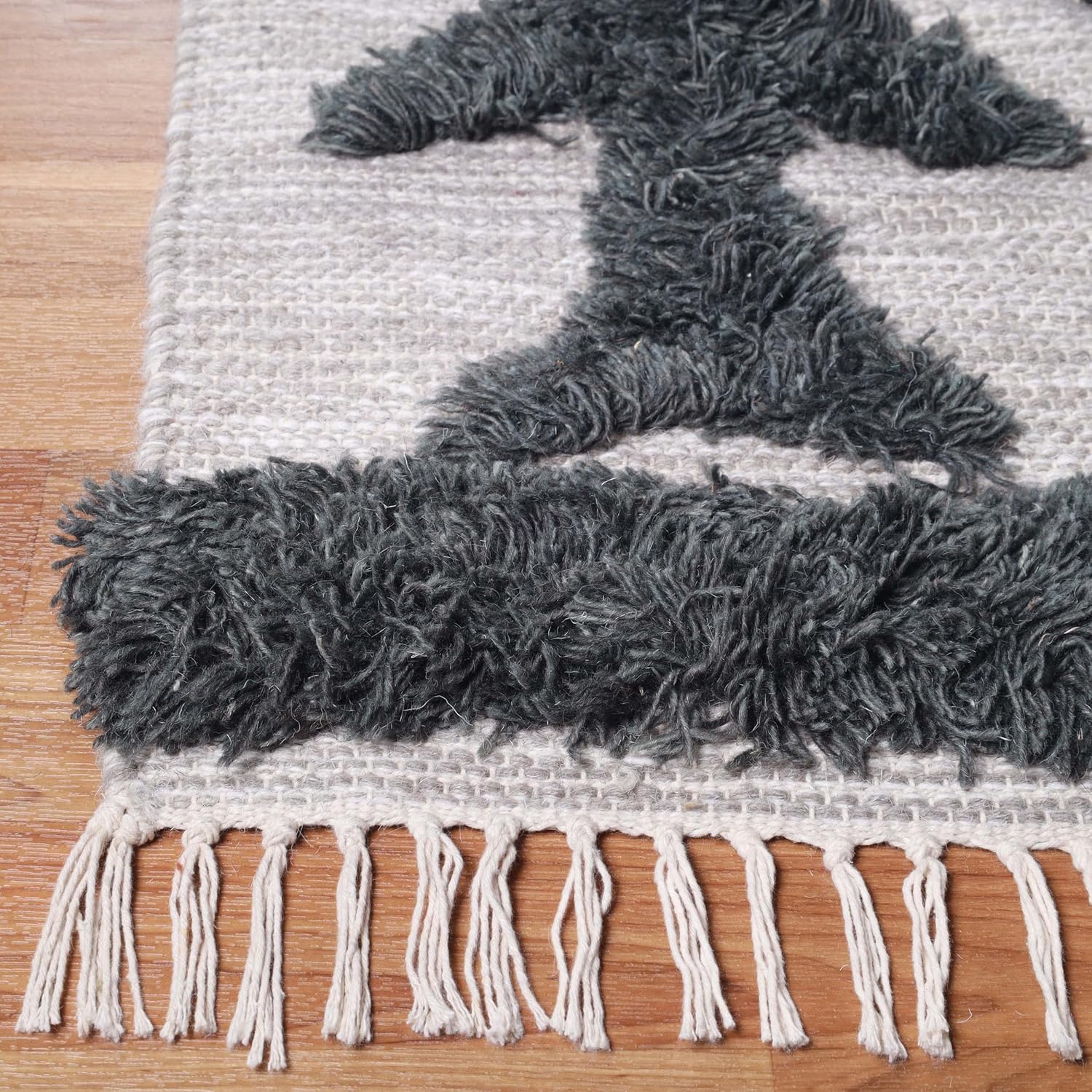 Superior Alfombra de lana copetuda a mano para interiores, decoración geométrica del hogar para sala de estar, cocinacomedor, dormitorio, oficina,