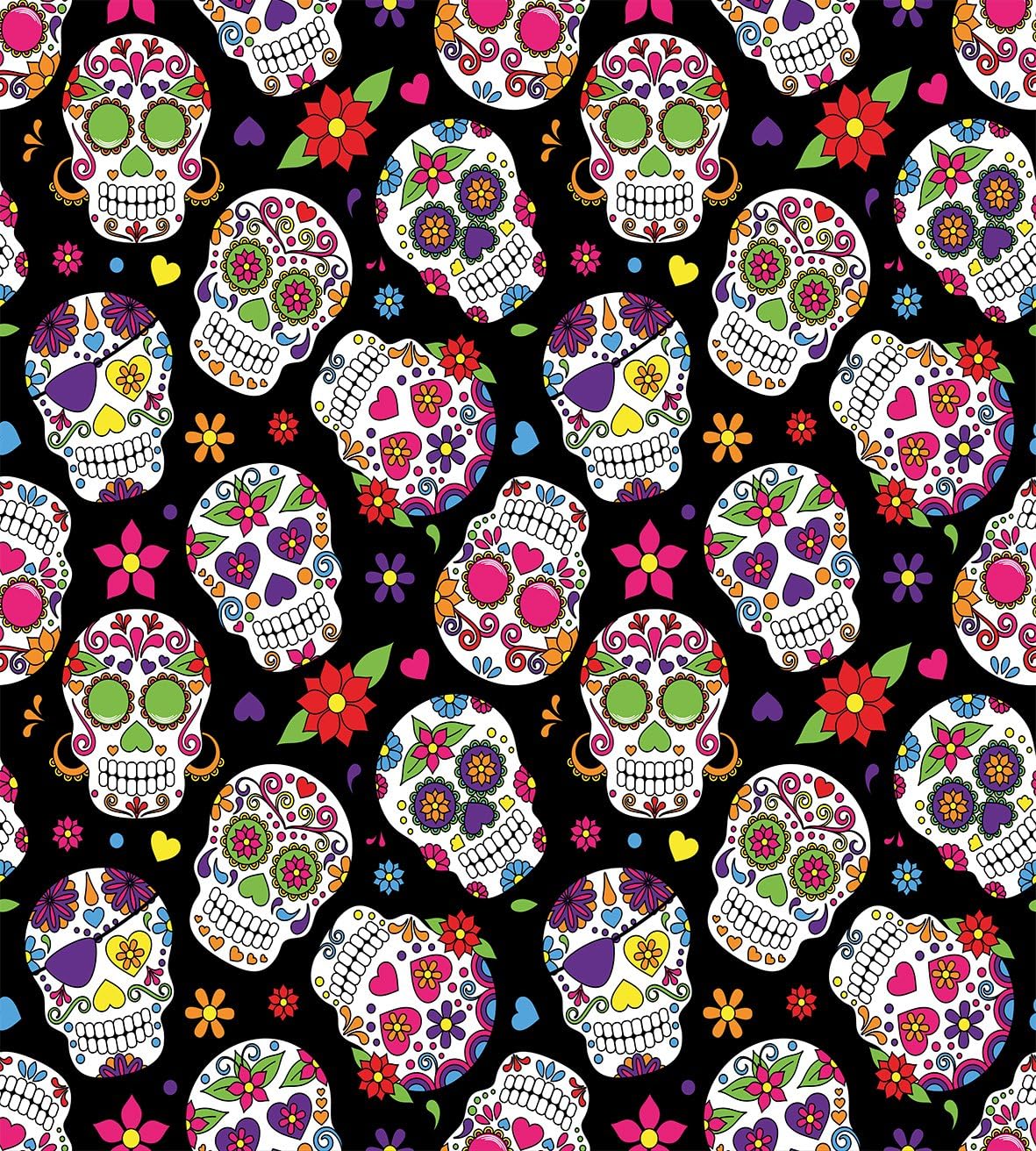 Ambesonne Juego de funda de edredón de calavera de azúcar, diseño de cementerio mexicano sobre fondo negro, juego de ropa de cama decorativo de 2