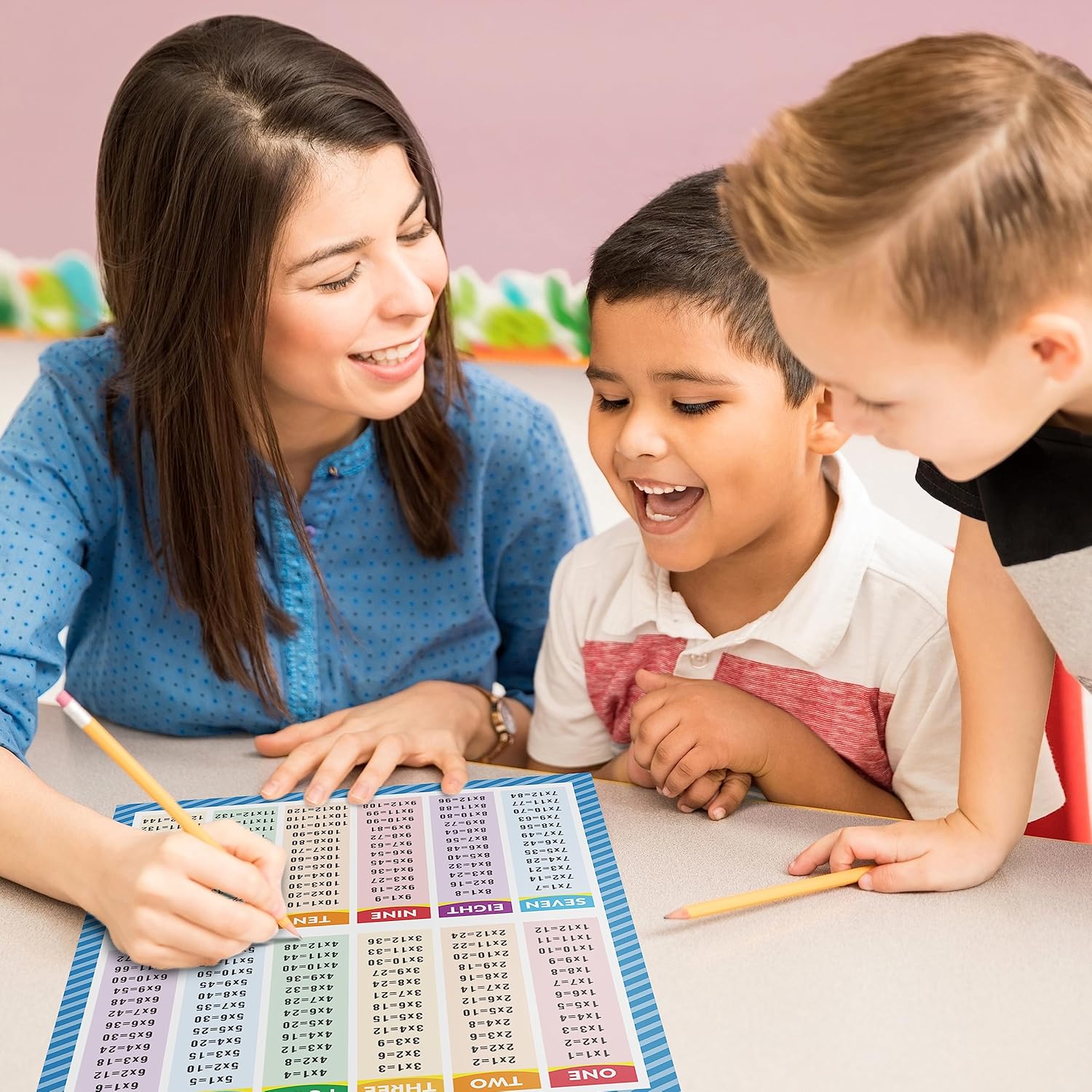 easykart labels Carteles educativos de matemáticas extra grandes, multiplicación l de tabla para niños, aula de escuela secundaria primaria, 17 x 22