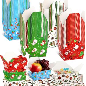 Paquete de 60 cajas de comida para llevar de Navidad de 2.56 x 4.65 x 3.54 pulgadas, cajas desechables de Navidad para llevar, cajas de regalo de Paquete de 60 cajas de comida para llevar de Navidad de 2.56 x 4.65 x 3.54 pulgadas, cajas desechables de Navidad para llevar, cajas de regalo de
