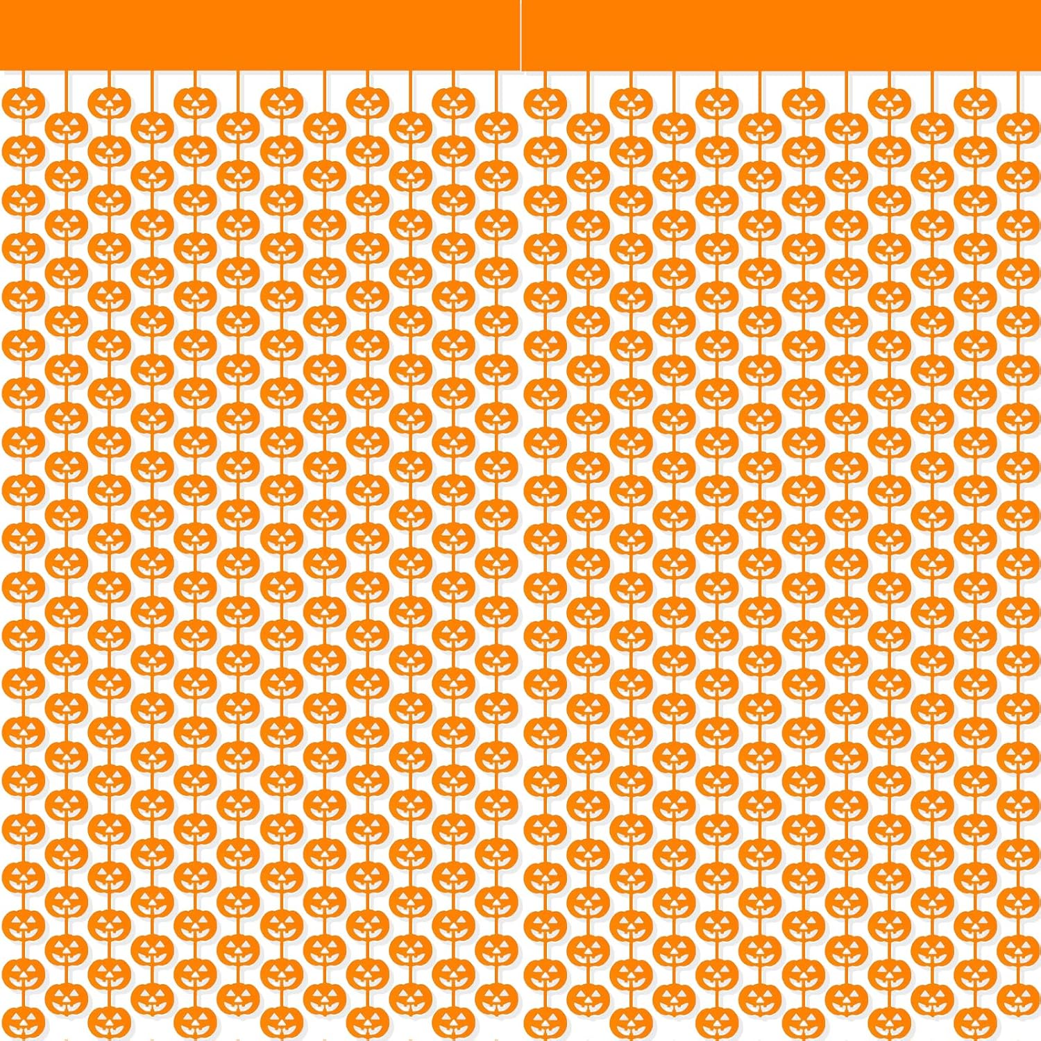 Paquete de 2 cortinas de flecos metálicos de Halloween de 3.2 x 6.6 pies, cortinas de oropel en forma de calabaza naranja, accesorios para fotos,