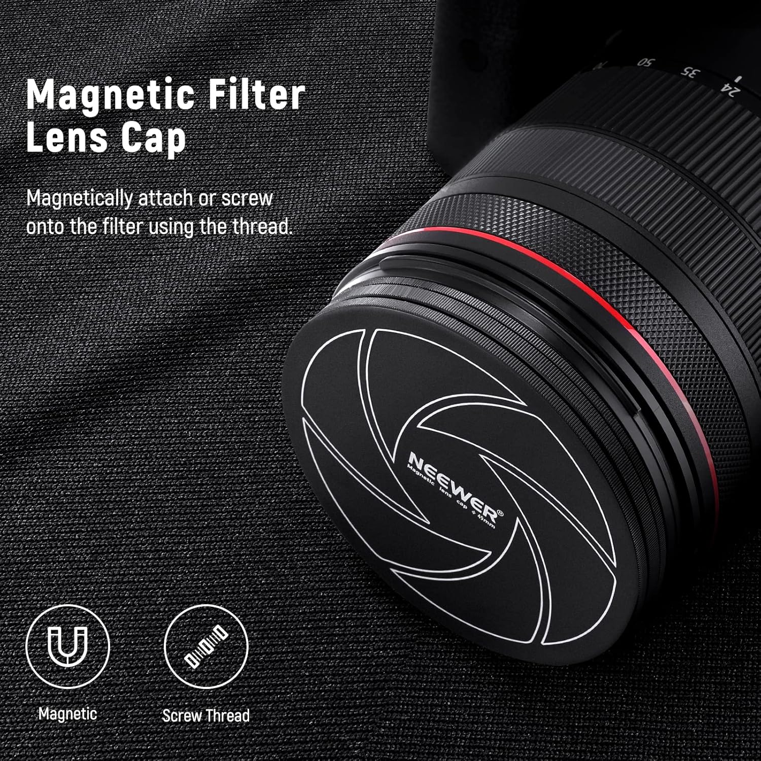 NEEWER Kit de filtro magnético 5 en 1 de 1.929in, incluye densidad neutra ND1000+MCUV+CPL+anillo adaptador+tapa de filtro con revestimiento de 42