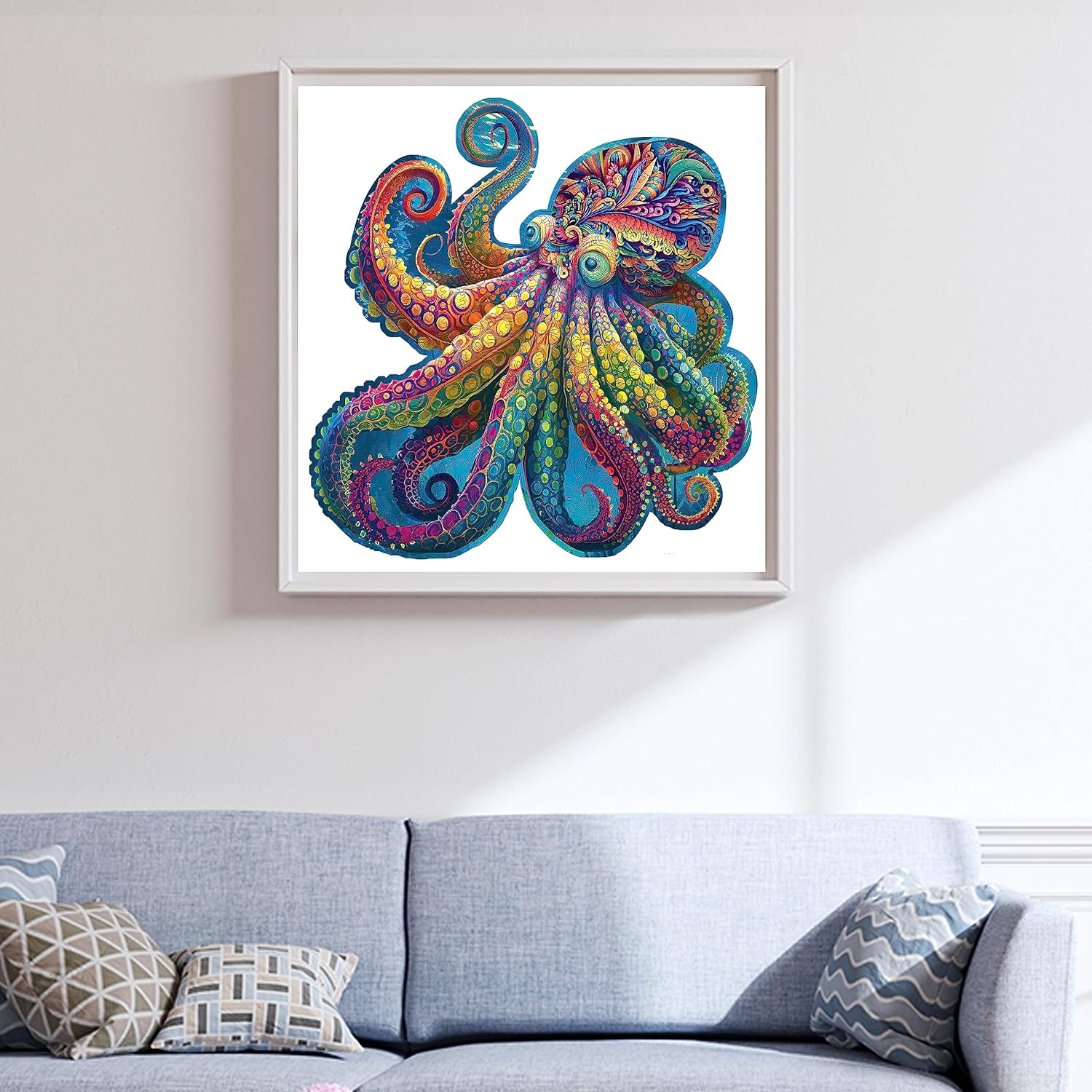 Mys Aurora Rompecabezas de madera únicos, pulpo de ágata, 300 piezas de tamaño mediano de 12.6 x 12.2 pulgadas, lujoso rompecabezas de madera con