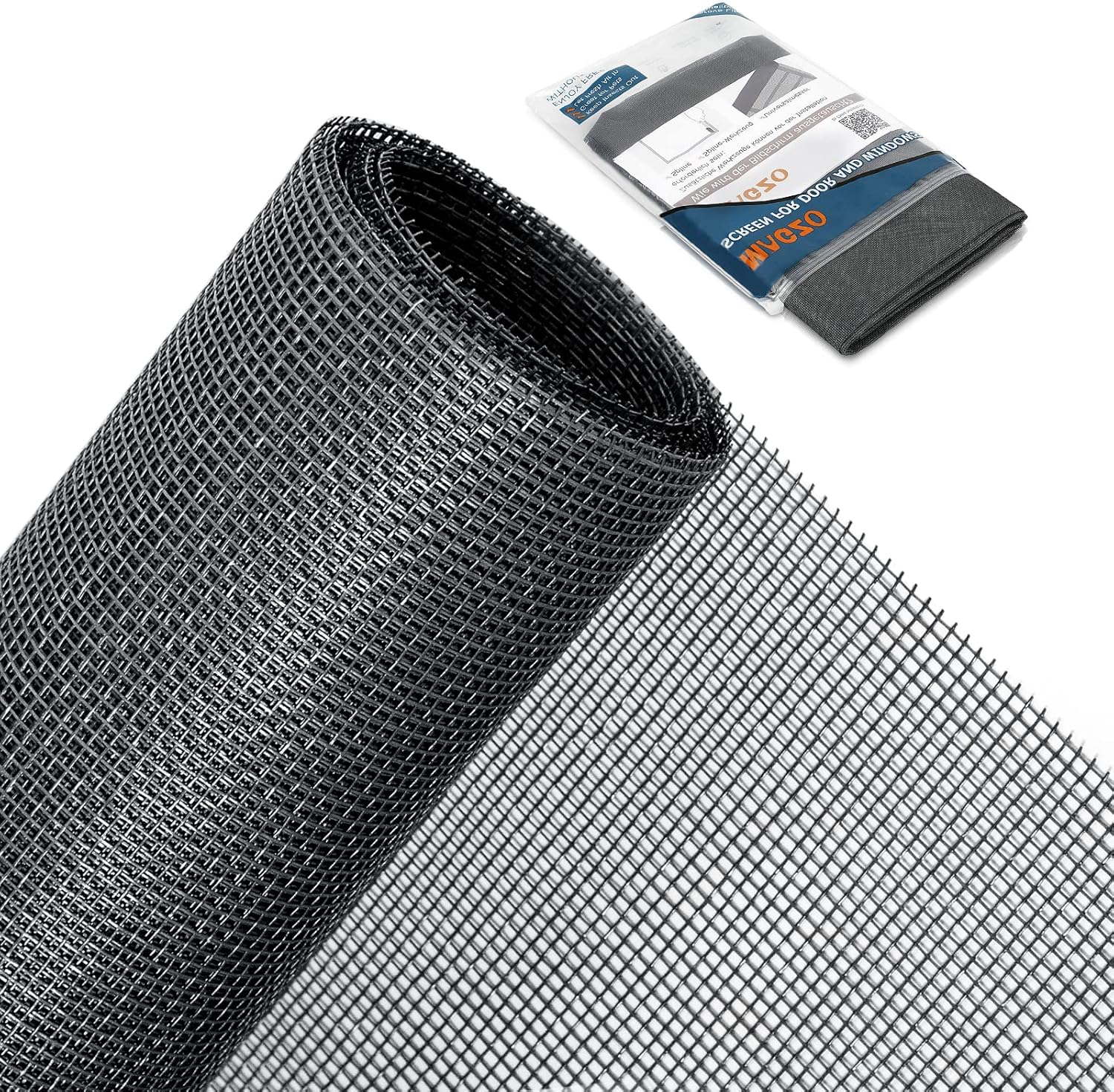 MAGZO Pantalla de repuesto para ventana, 59 pulgadas de ancho x 106 pulgadas de largo, pantalla duradera para ventanas y puertas ajustables, rollo