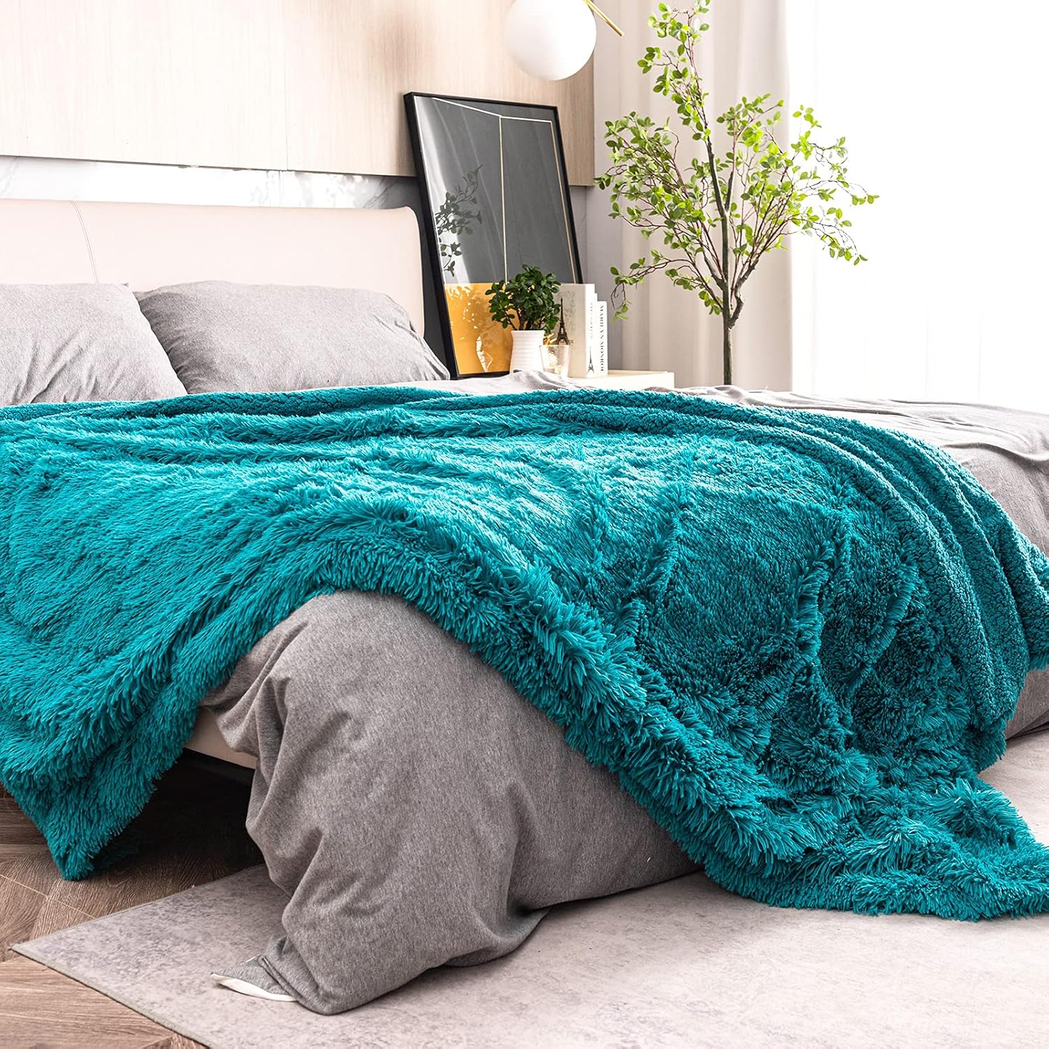 Pawque Manta de lujo de piel sintética, súper suave, tamaño King, 90 x 90 pulgadas, mantas decorativas para sofá, cama, silla, accesorios para