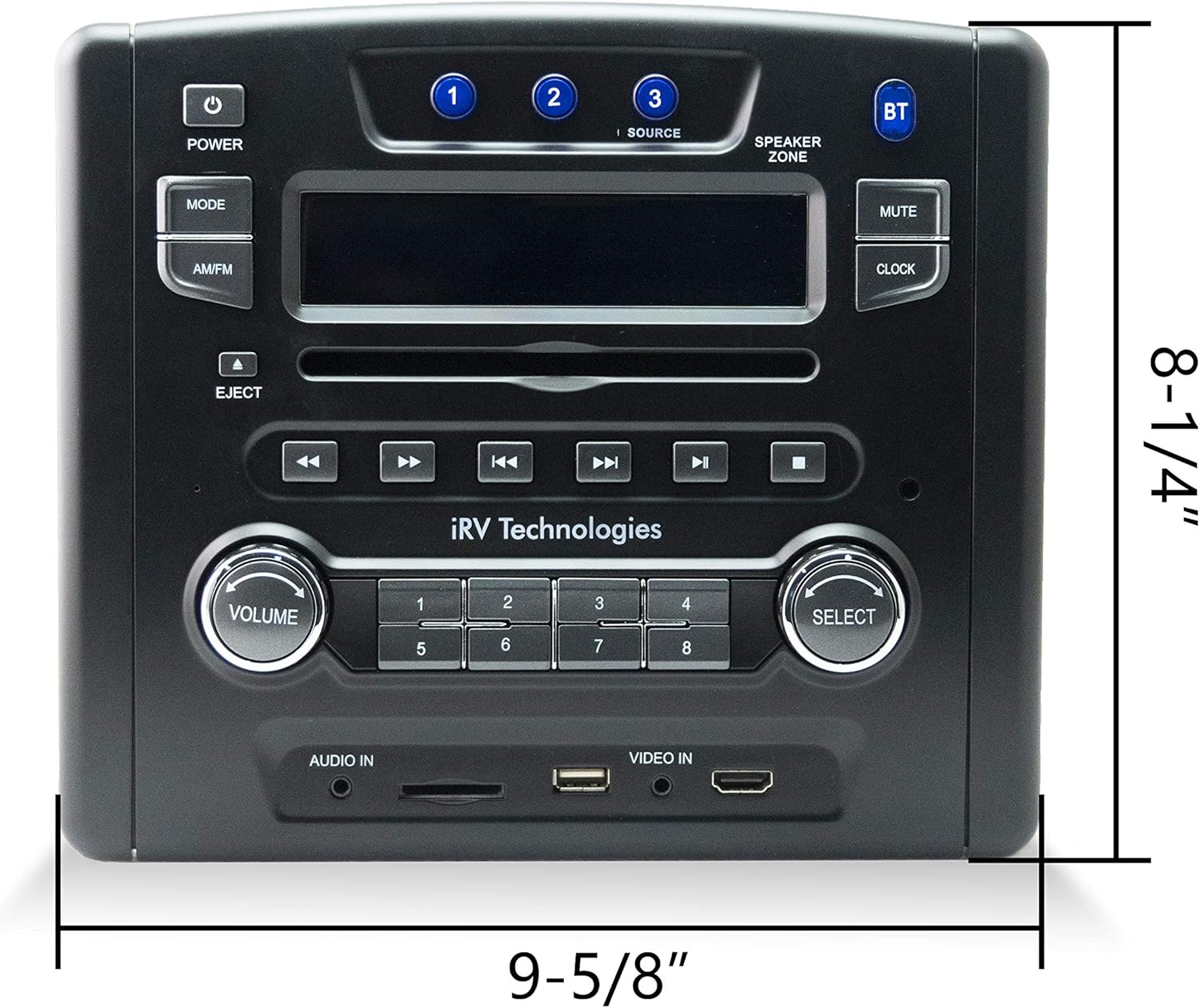 iRV Technology iRV34 AMFMCDDVDMP3MP4 USBSDHDMIDigital2.1Sonido envolventeBluetooth 3 zonas montaje en pared RV Radio estéreo