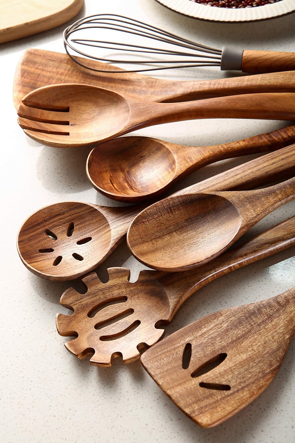 Tmkit – Juego de 8 utensilios de cocina de madera, espátula y cucharas de madera dura, antiadherentes, duraderas, para cocinar