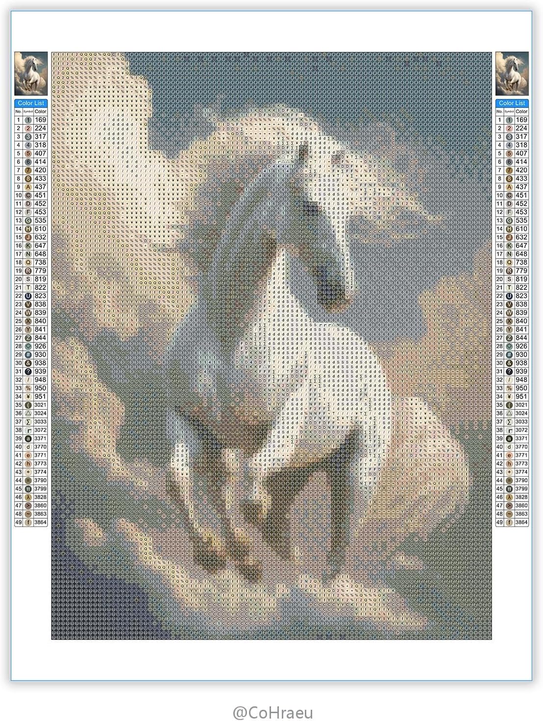 CoHraeu Kit de pintura de diamante 5D, caballo blanco, taladro redondo completo, pintura de diamante para adultos con accesorios para decoración de