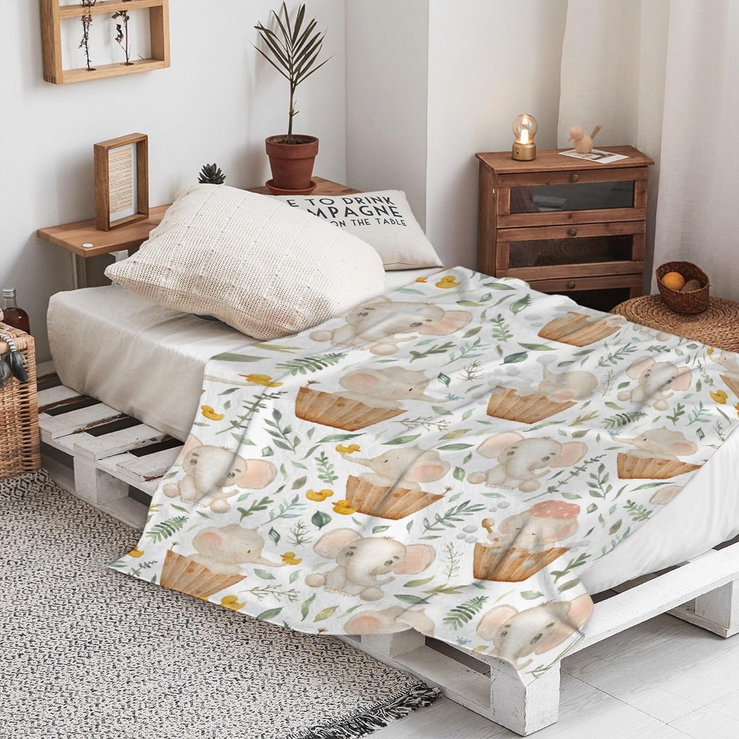 Manta de baño de elefante, manta de franela súper suave y ligera para niños, adultos, adecuada para sofá, cama, campamento, viajes, todas las